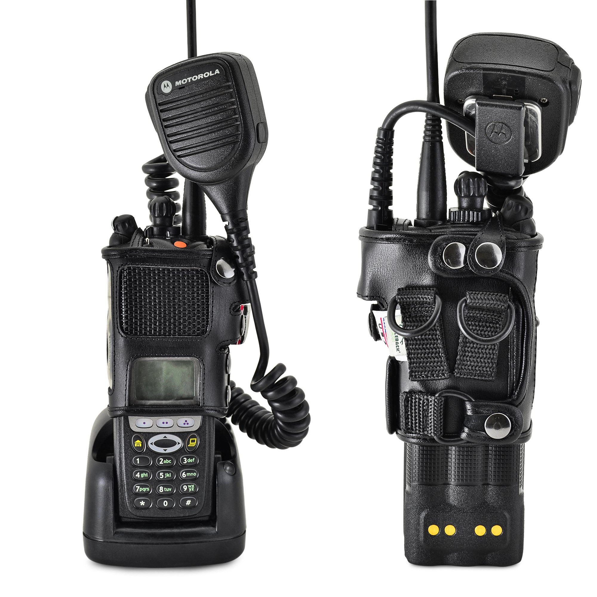 Motorola XTS3500 Radio Holster - Heavy Duty Black Leather Belt Case with D Rings for Fire, Police & Emergency Two-Way Radios | Secure Carry Holder for Models 1, 2 & 3 | Perfect for Duty Belt, Tactical Gear & First Responder Equipment