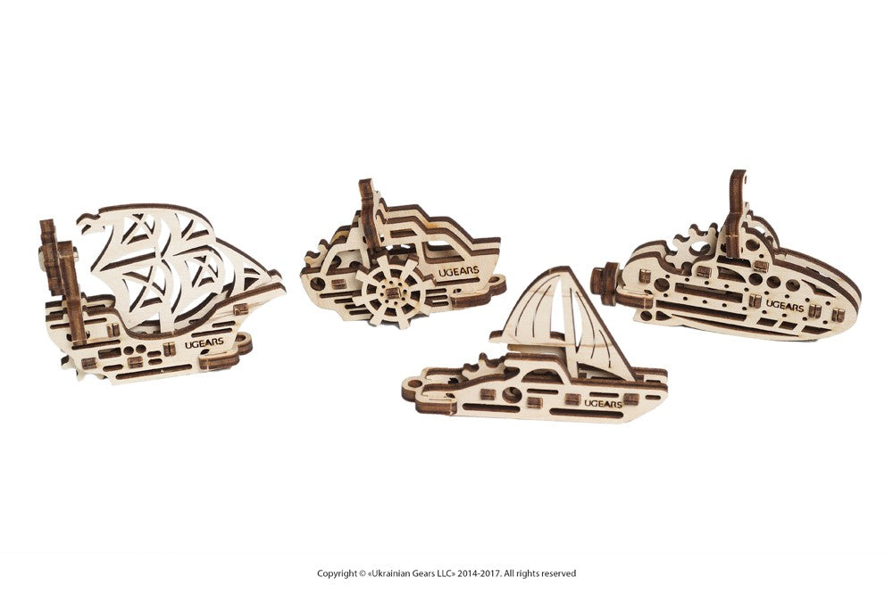 UGears U Fidget Ships - 3D Wooden Puzzle & Stress Relief Toy for Adults & Teens | Fun Desk Decor & STEM Learning Activity | Perfect for Office, Home & Classroom Use