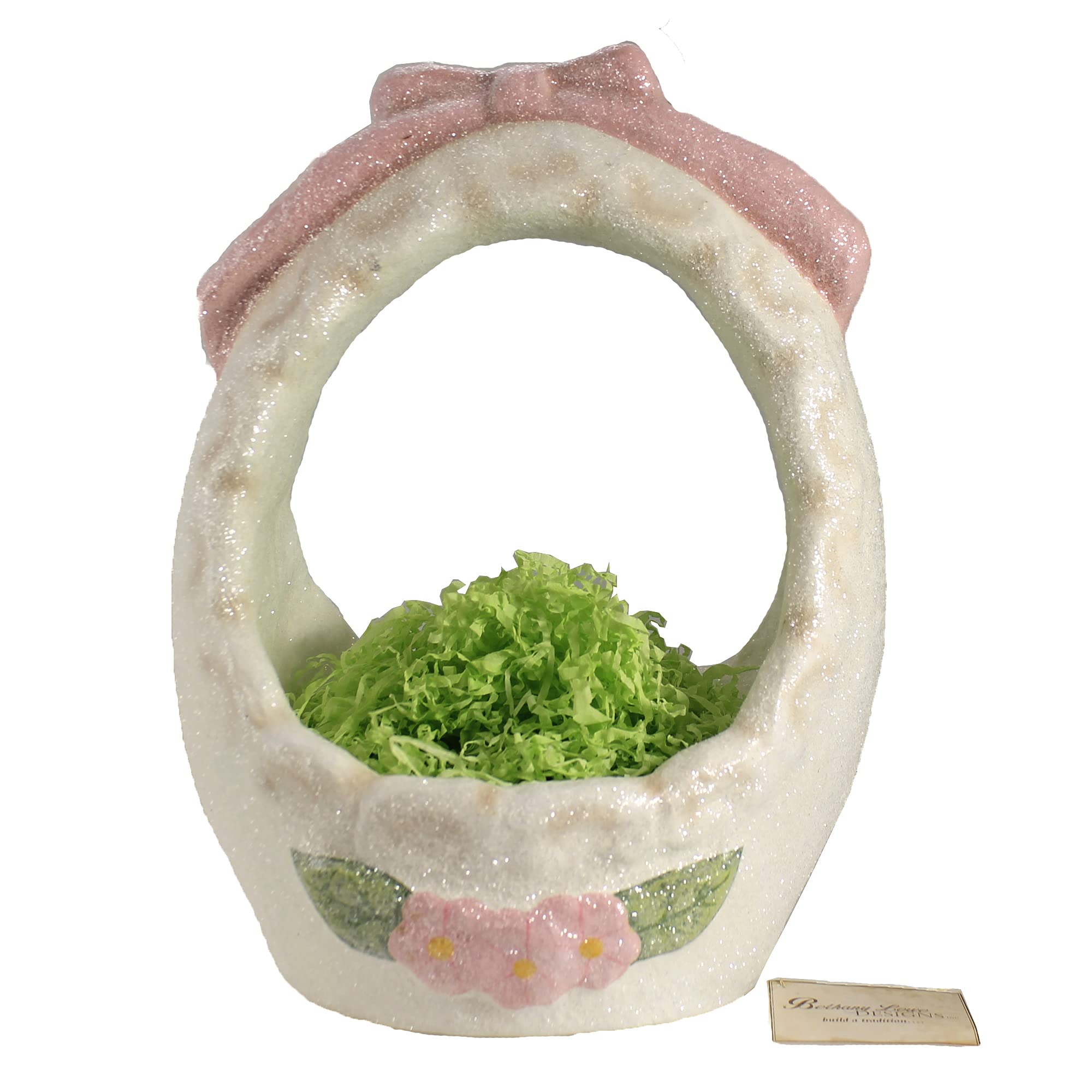 Bethany Lowe 12-Inch Medium Paper Mache Easter Basket - Pastel Spring Decor, Vintage Retro Style for Home, Party & Holiday Decoration