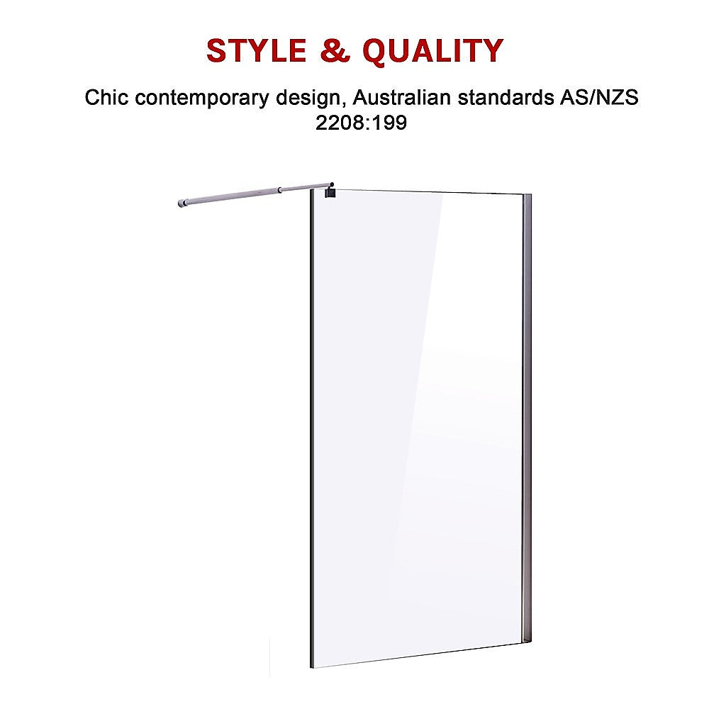 10mm Frameless Safety Glass Shower Screen - 1000mm x 2000mm - Tempered Bathroom Glass Panel for Walk-in Showers and Modern Bathroom Designs