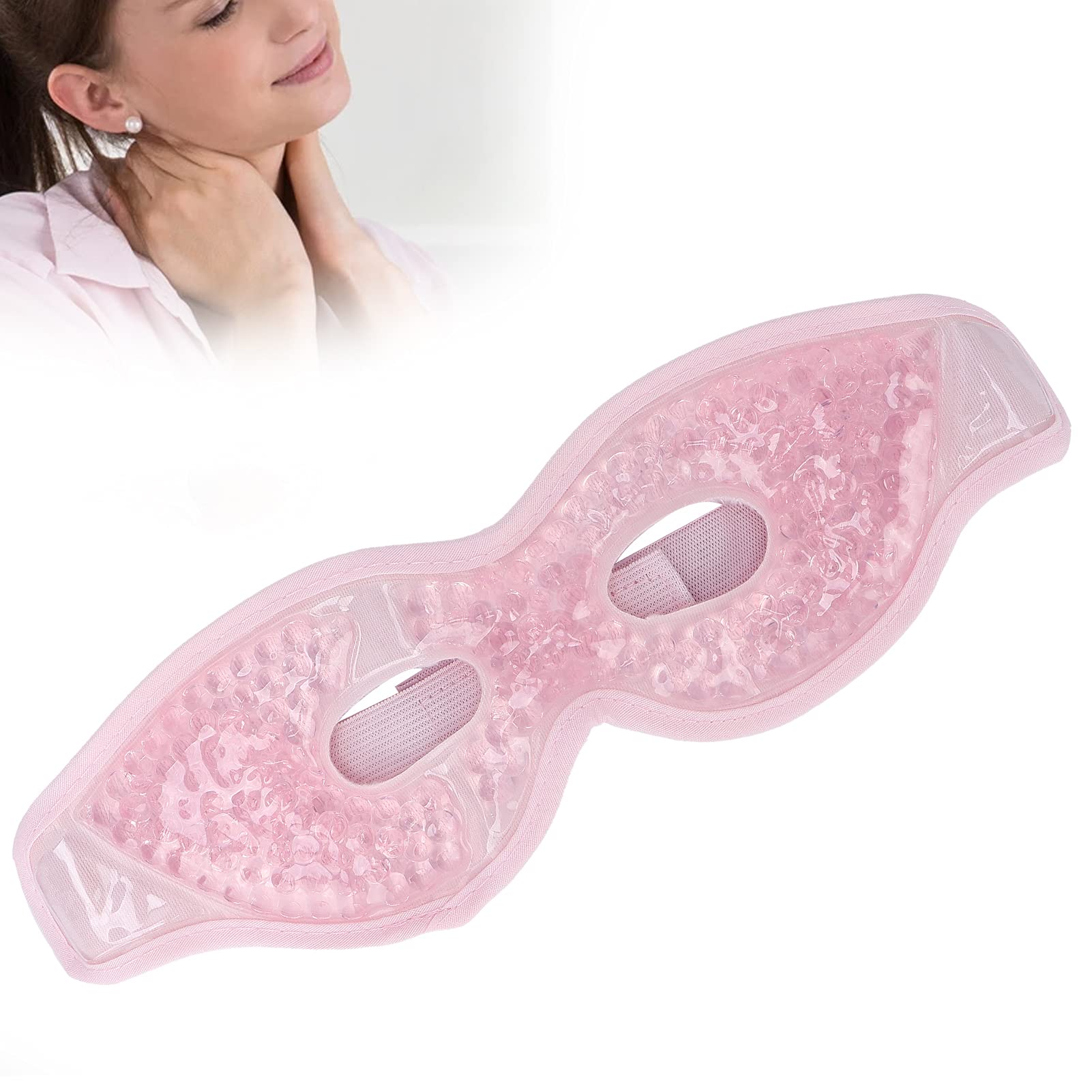 Reusable Hot & Cold Gel Bead Eye Mask for Puffiness, Dark Circles & Fatigue Relief - Cooling Spa Therapy Eye Compress (Pink) | Perfect for Travel, Work Breaks & Home Relaxation