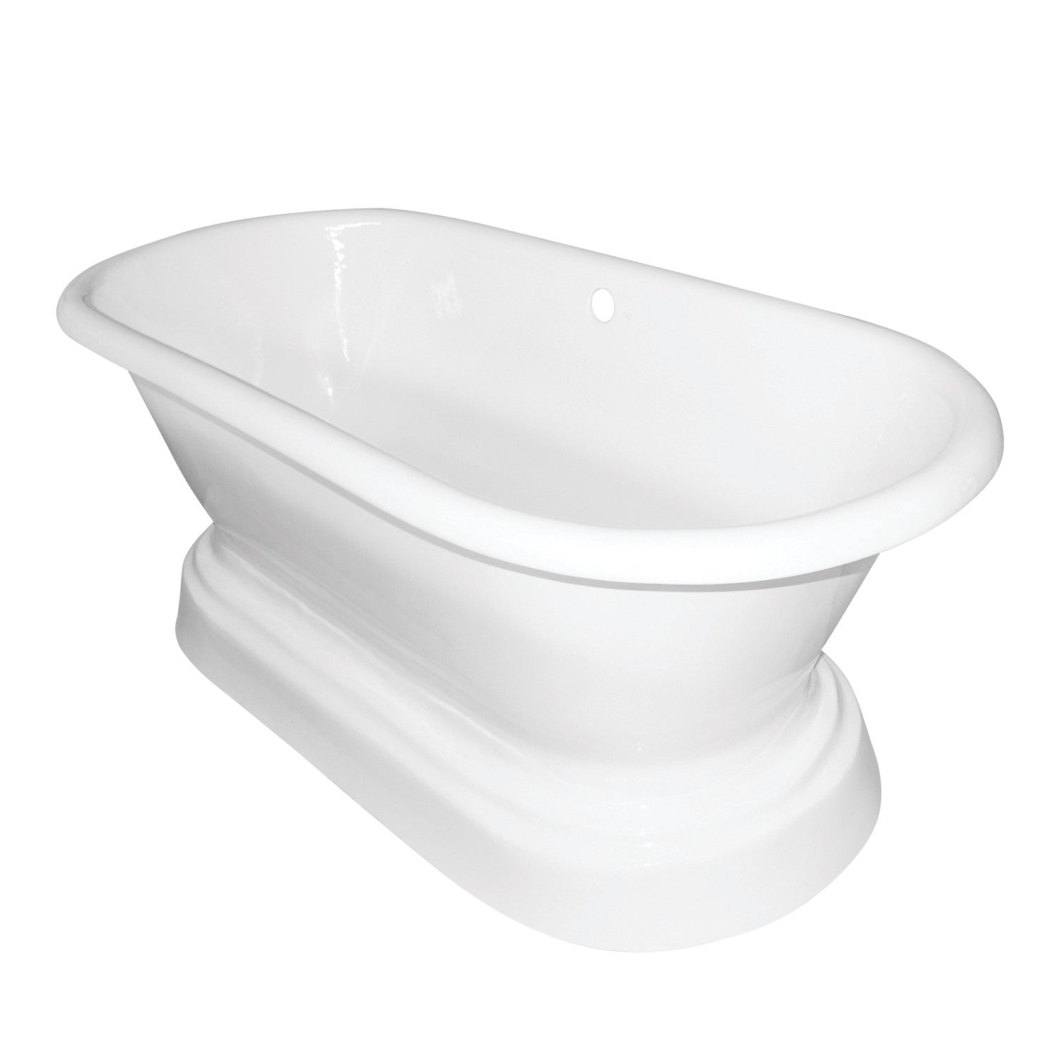 Aqua Eden 66-Inch White Cast Iron Oval Double-Ended Pedestal Bathtub (No Faucet Drillings) - Luxurious Freestanding Soaking Tub for Spa-Like Bathroom Relaxation
