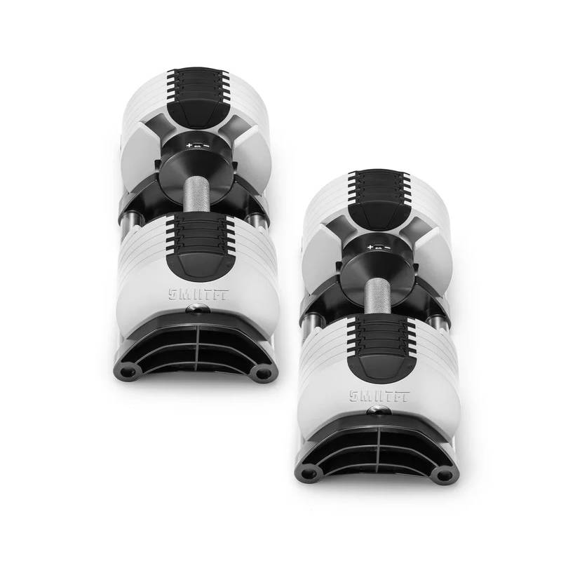 SMRTFT Nüobells 5-50lb Adjustable Dumbbell Pair - Ash Gray Home Gym Weights for Strength Training & Fitness Workouts - Perfect for Home Gym, CrossFit, and Personal Training