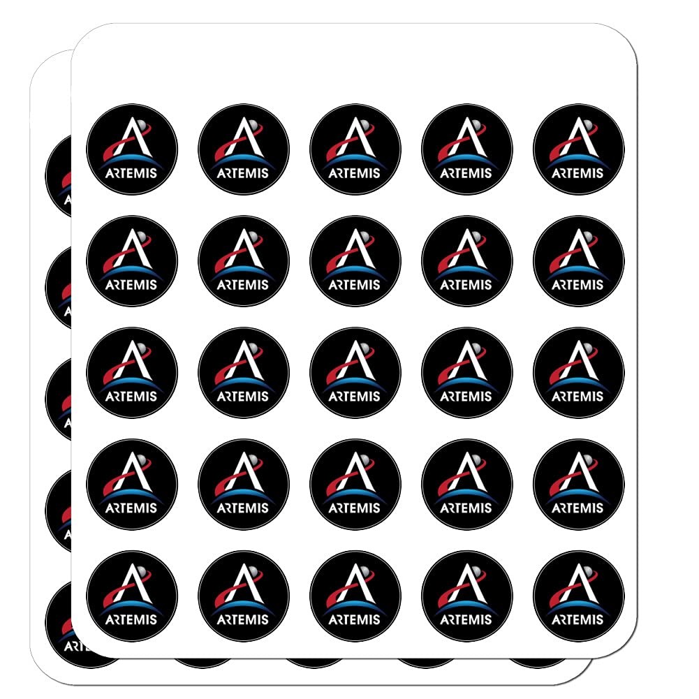 NASA Artemis Moon Logo 1 Inch Planner Stickers - Clear Scrapbooking Decals for Bullet Journals, Calendars, DIY Crafts & Stationery Projects - Perfect for Space Theme Planning and Creative Scrapbook Designs