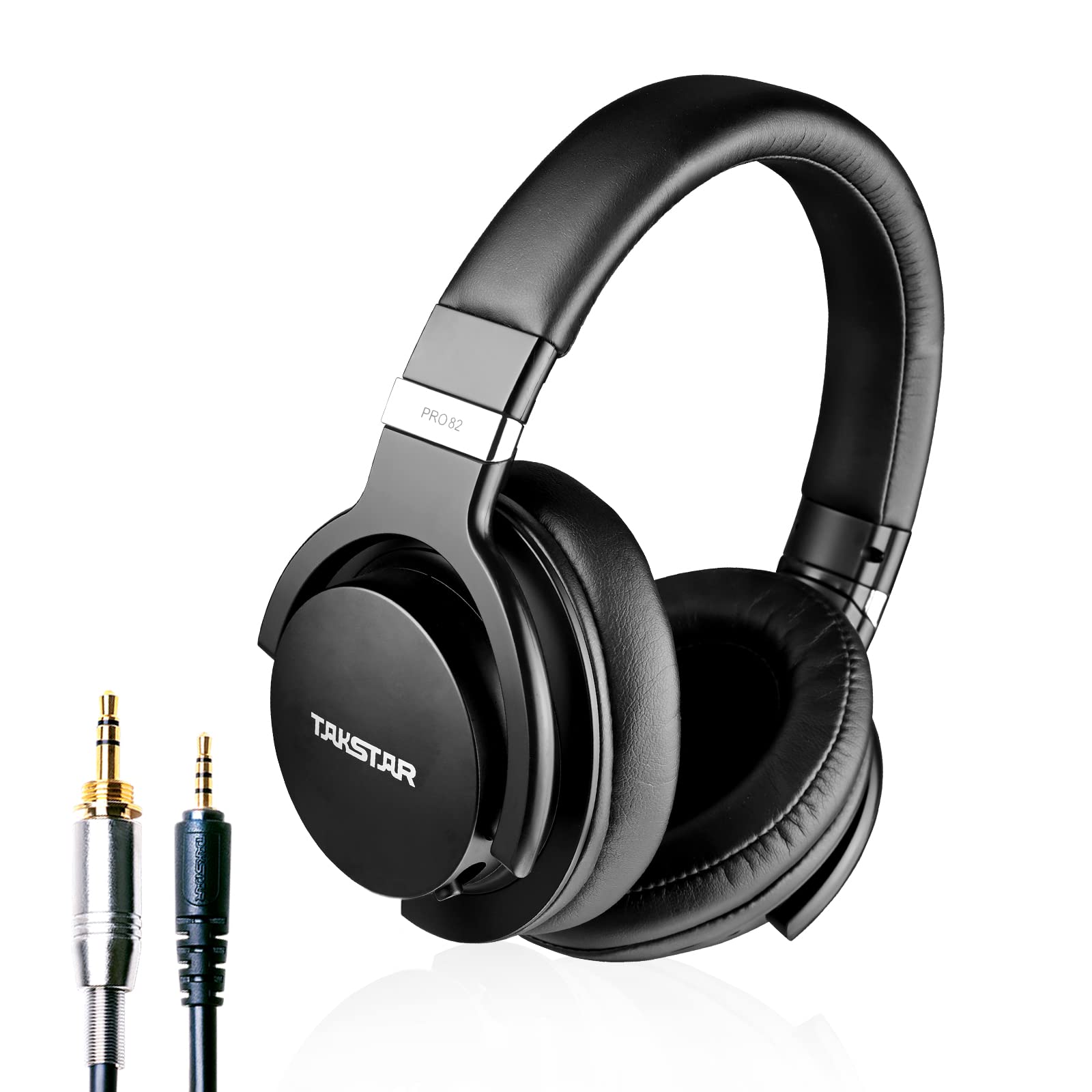 TAKSTAR PRO 82 Black On-Ear Studio Monitor Headphones with Bass Adjustment, HiFi Stereo Sound & Noise Cancelling - Perfect for Recording, Monitoring & Professional Audio Work