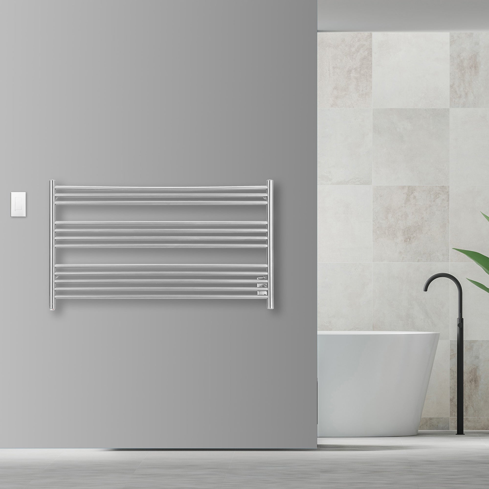 Ancona Amplia Dual 12 Bar Hardwired & Plug-in Electric Towel Warmer - Brushed Stainless Steel with WiFi Timer - Perfect for Bathroom, Spa & Luxury Home Use