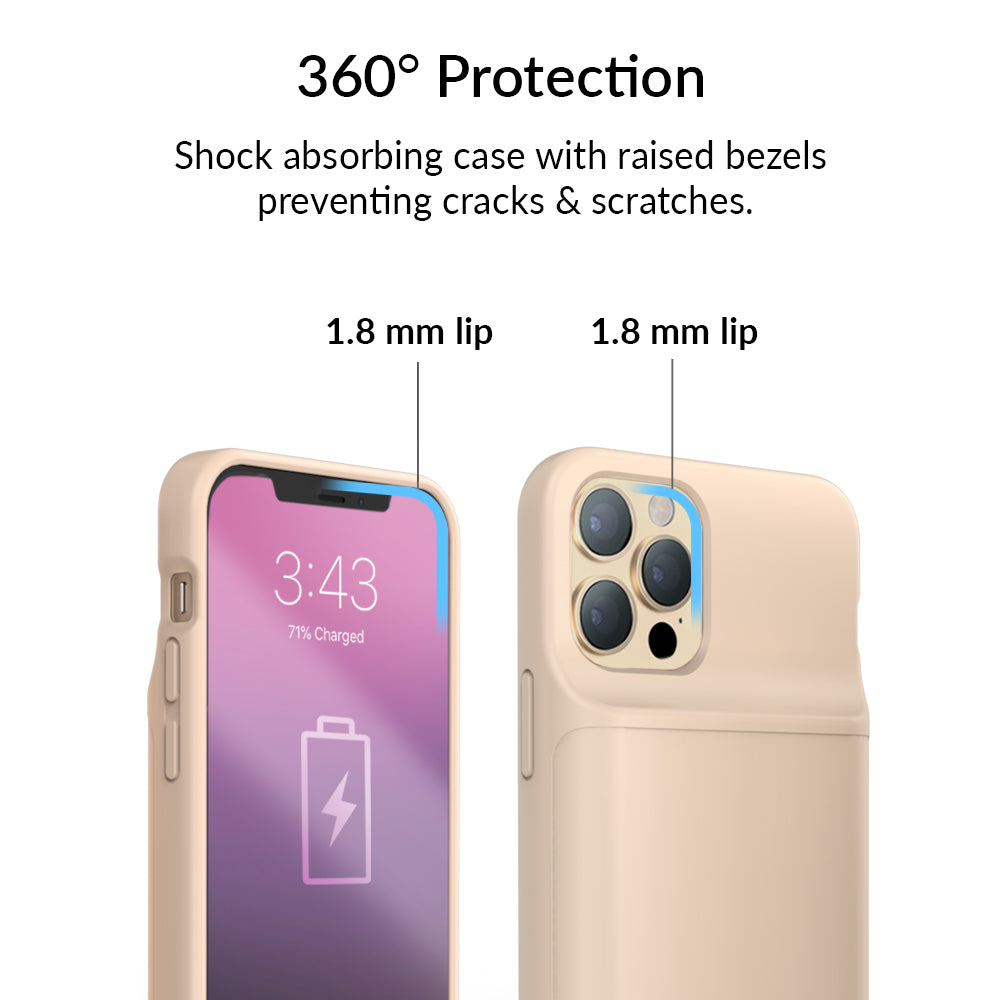 Nude iPhone Charging Case - Slim Protective Cover with Built-in Battery for iPhone [Model] | Portable Charger for Travel, Work & Daily Use