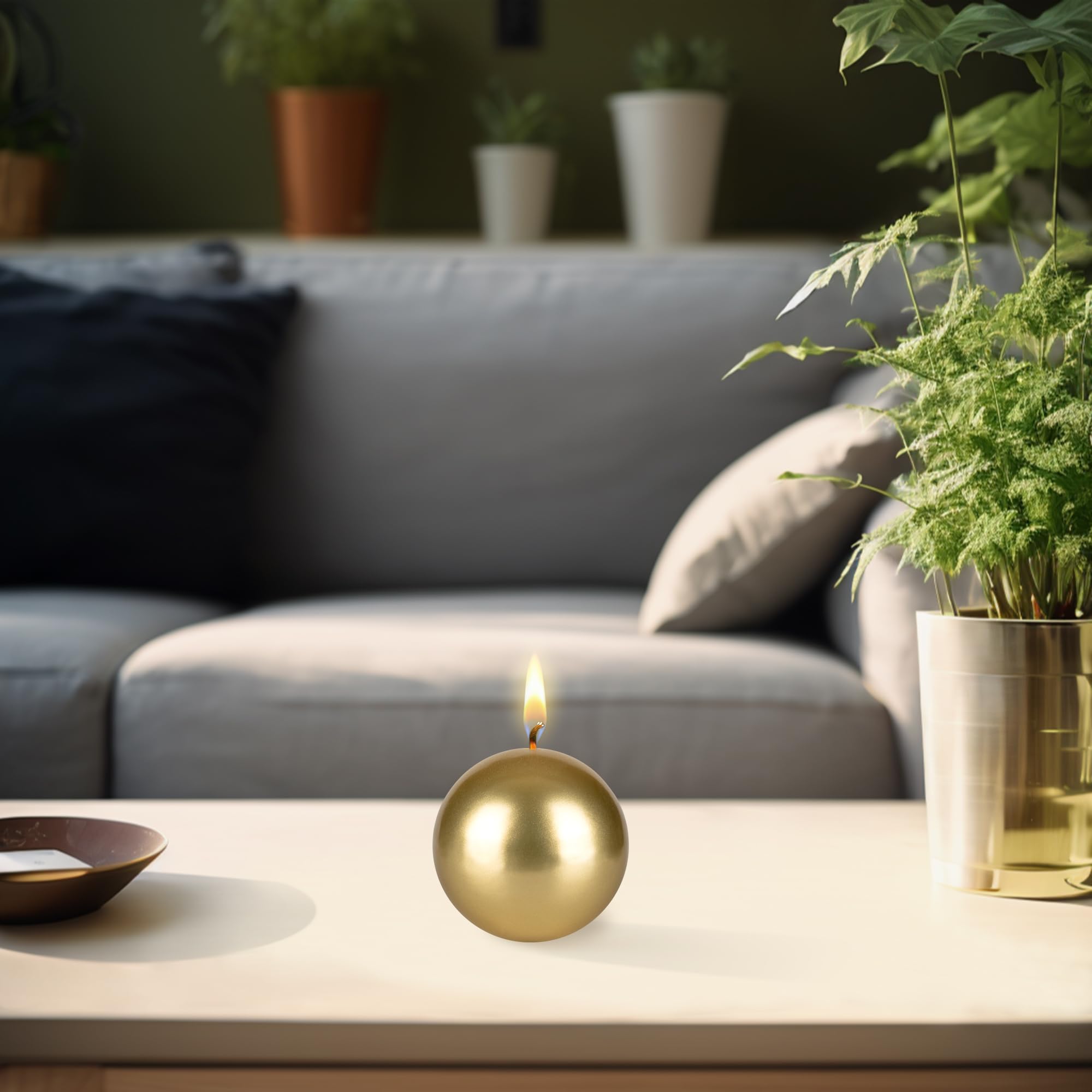 Premium Unscented Gold Ball Candles - 3