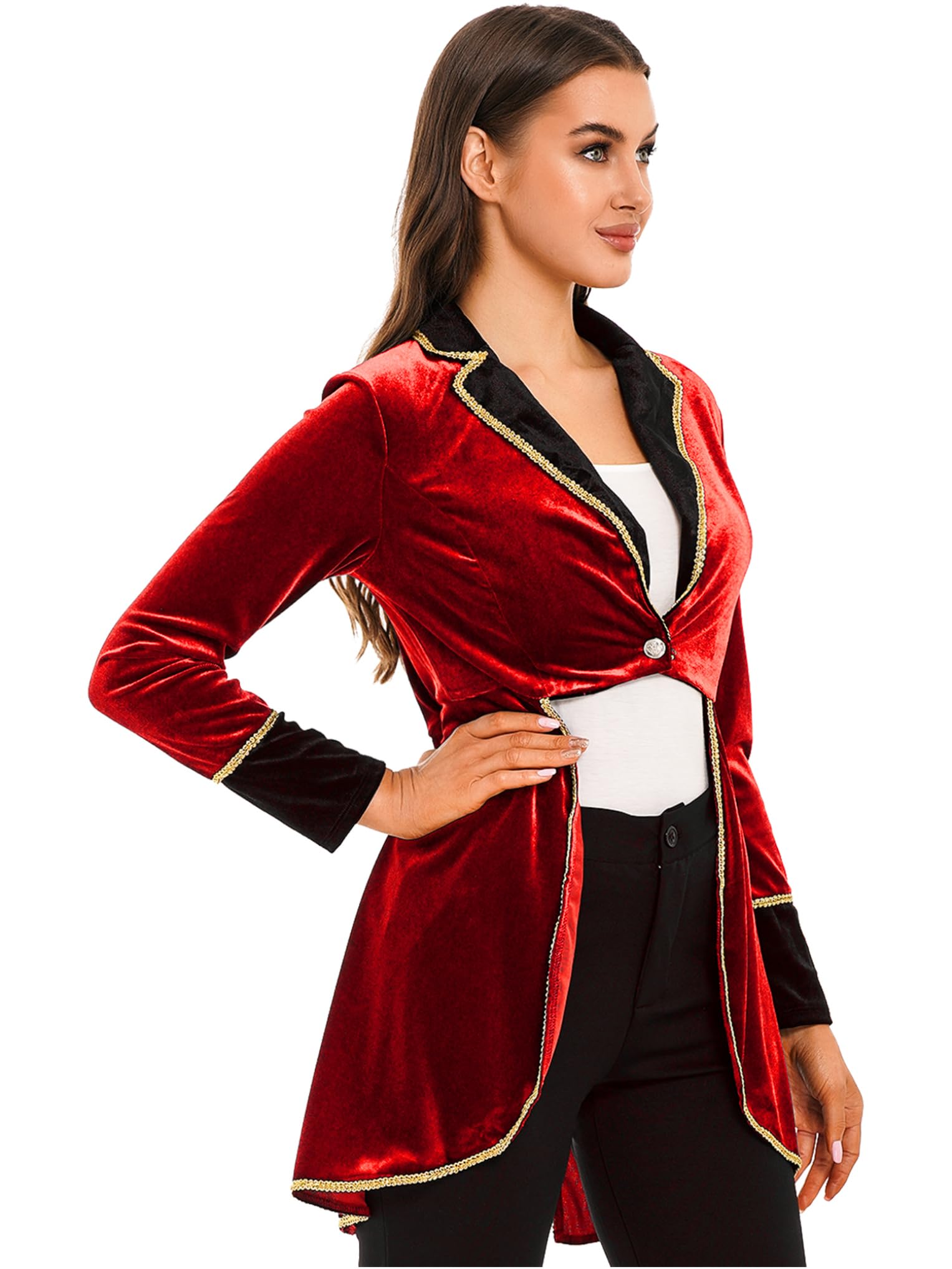 Steampunk Velvet Tail Coat for Women - Victorian Ringmaster Cosplay Jacket with Circus Show Outfit | Perfect for Halloween, Cosplay, and Themed Parties