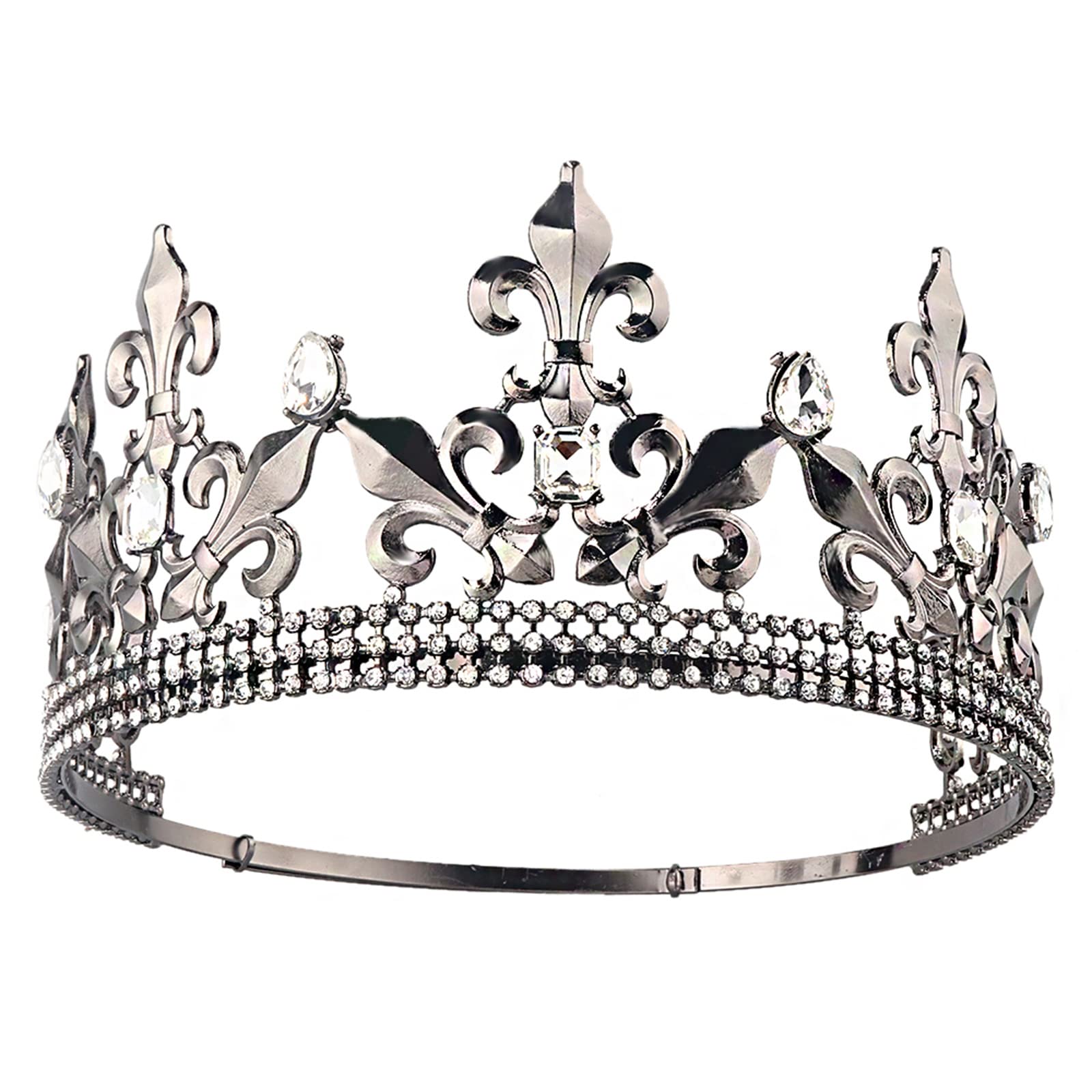 Adjustable Black King Crown for Men & Boys - Royal Tiara Headband for Prom, Parties & Costume Accessories | Perfect for Medieval Themes, Halloween & Cosplay Events