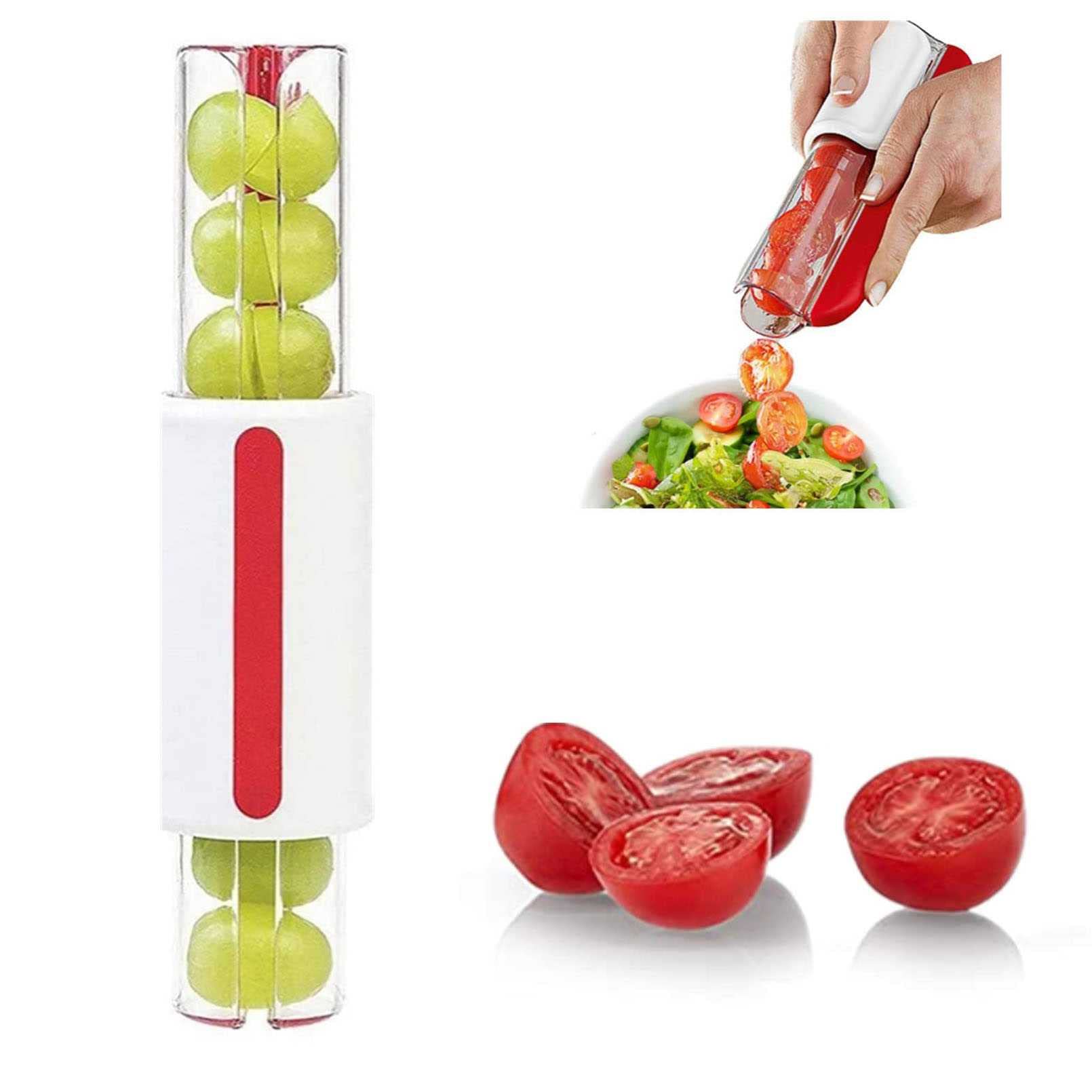 Cherry Tomato & Grape Slicer - Stainless Steel Fruit Cutter for Kitchen - Perfect for Salads, Fruit Platters, Cake Decorations and Party Snack Preparation