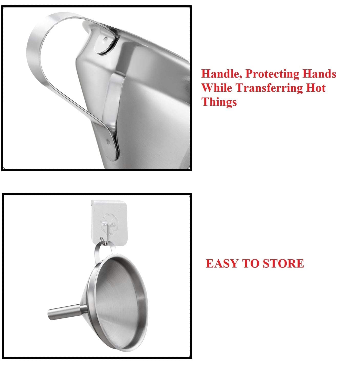Premium Stainless Steel Funnel with Detachable Strainer - Multi-Purpose Kitchen Tool for Cooking Oil, Liquids & Spices - Ideal for Home Cooking, Baking & Canning