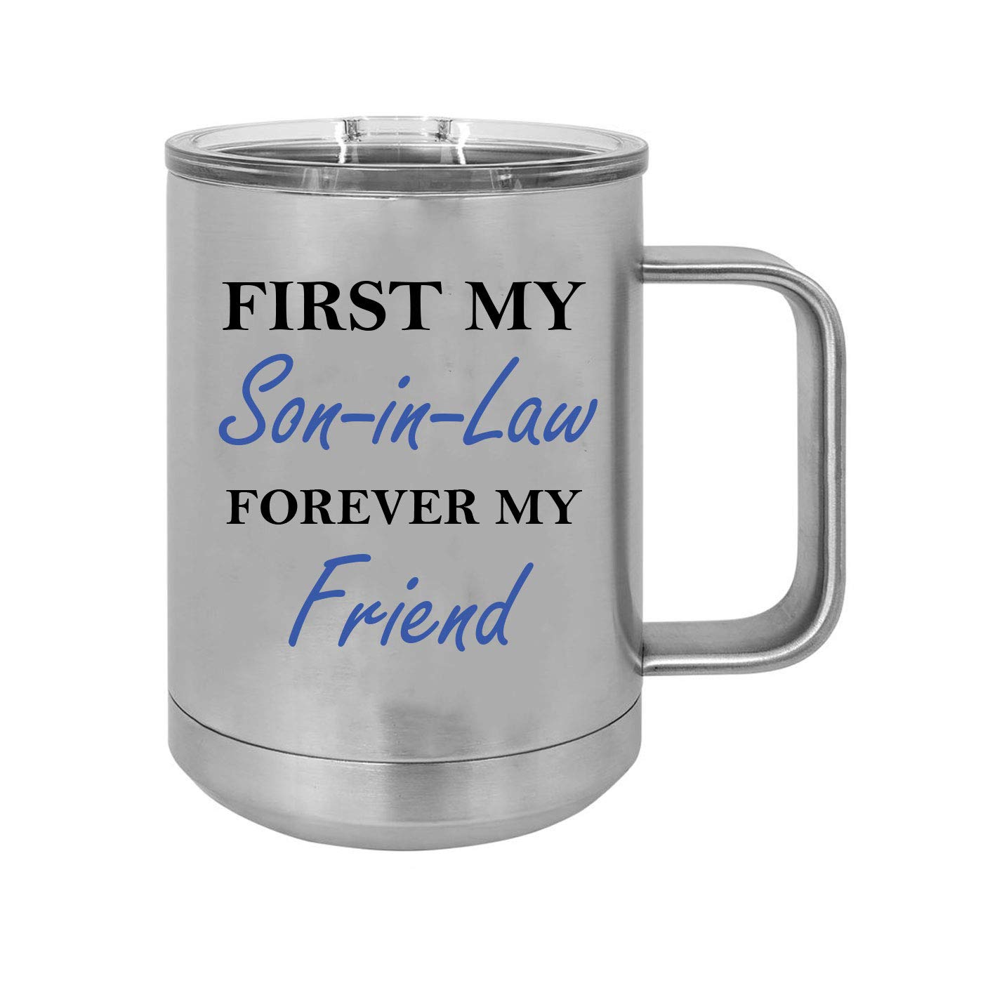15 oz Silver Stainless Steel Double-Walled Insulated Travel Coffee Mug with Slider Lid - Leak Proof Hot & Cold Beverage Tumbler for Commuting, Camping and Office Use