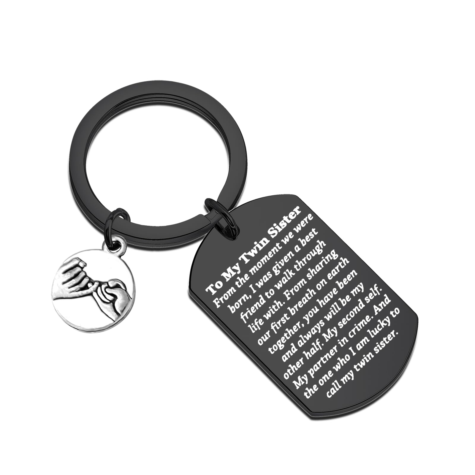 UJIMS Twin Sister Keychain - Lucky to Call My Sister - Perfect Bridesmaid Gift for Wedding, Birthday & Sister Appreciation - Best Friend Jewelry for Special Occasions
