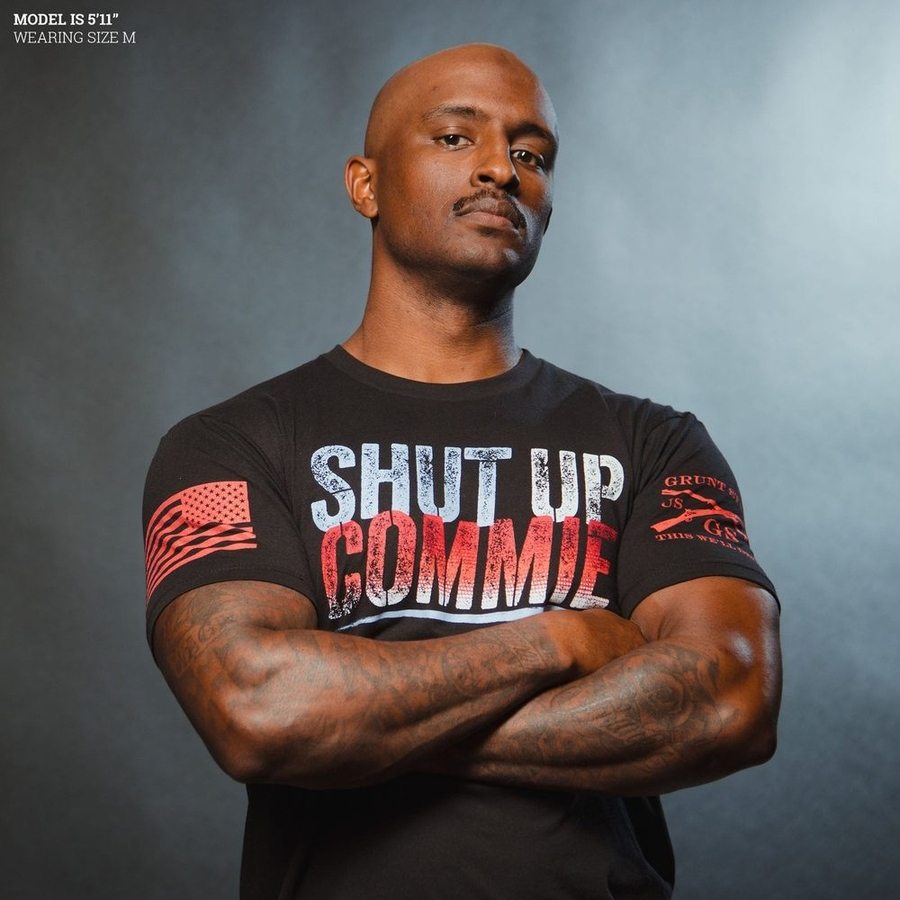 Shut Up Commie T-Shirt - Black | Vintage Political Slogan Tee for Men & Women | Perfect for Protests, Rallies & Casual Wear