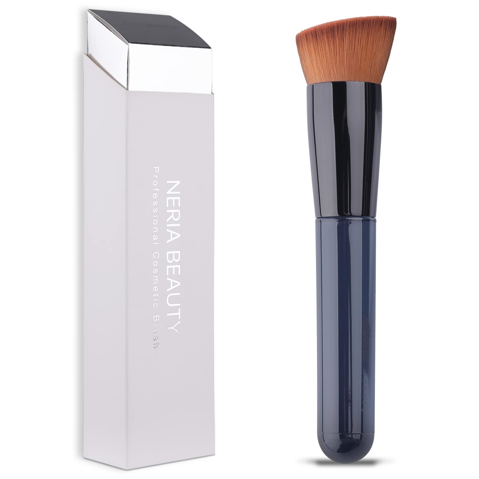 Flat Top Kabuki Foundation Brush for Liquid, Cream & Powder Makeup - Travel Size Face Blending Brush (131) | Perfect for Flawless Foundation Application & On-the-Go Touch-Ups