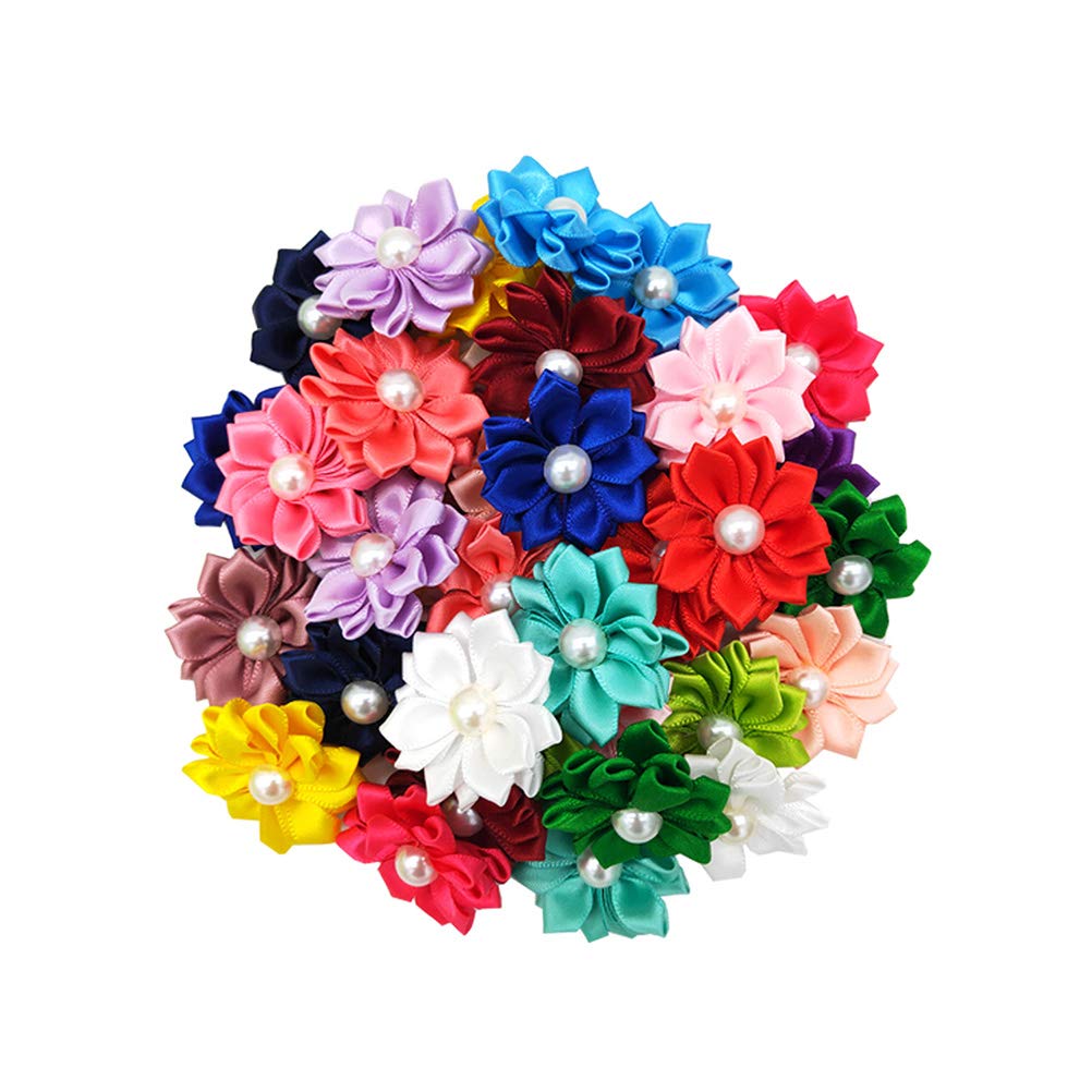 10PCS Floral Hair Bands for Dogs & Cats - Pet Hair Accessories, Bow Ties & Rubber Bands - Perfect for Grooming, Pet Parties & Photo Shoots