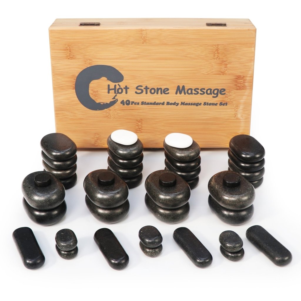 Deluxe 40-Piece Hot Stone Massage Kit with Black Lava Basalt Rocks - Professional Full Body Relaxation for Spa, Home Therapy & Couples Massage