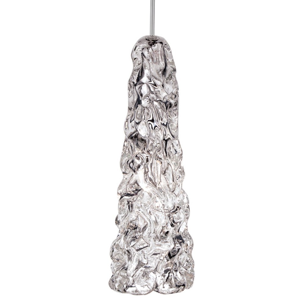 WAC Lighting MP-960-CL/BN Modern Clear Glass Ice Pendant Light Fixture with Brushed Nickel Canopy - Perfect for Kitchen Island, Dining Room, and Entryway Lighting