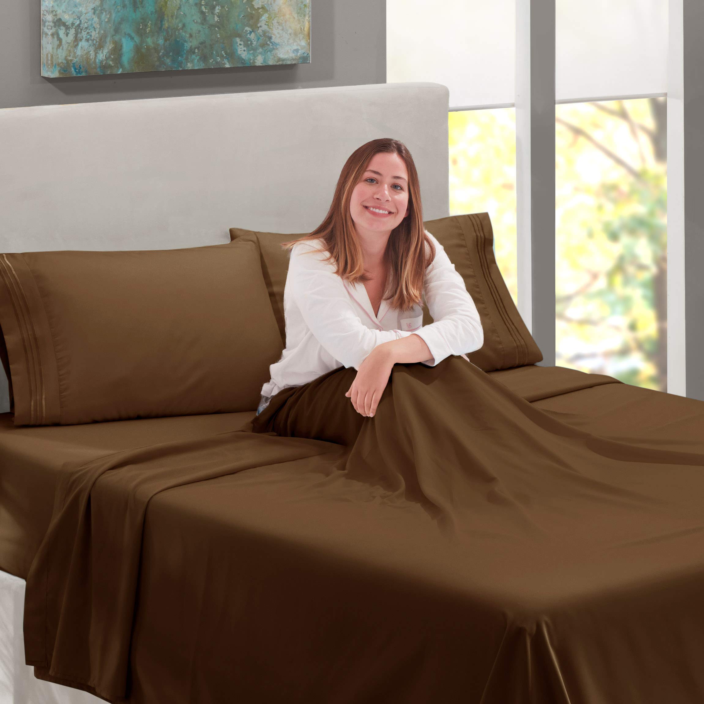 Luxury 800 Thread Count 4-Piece Cotton Bed Sheet Set - Full Size, 18