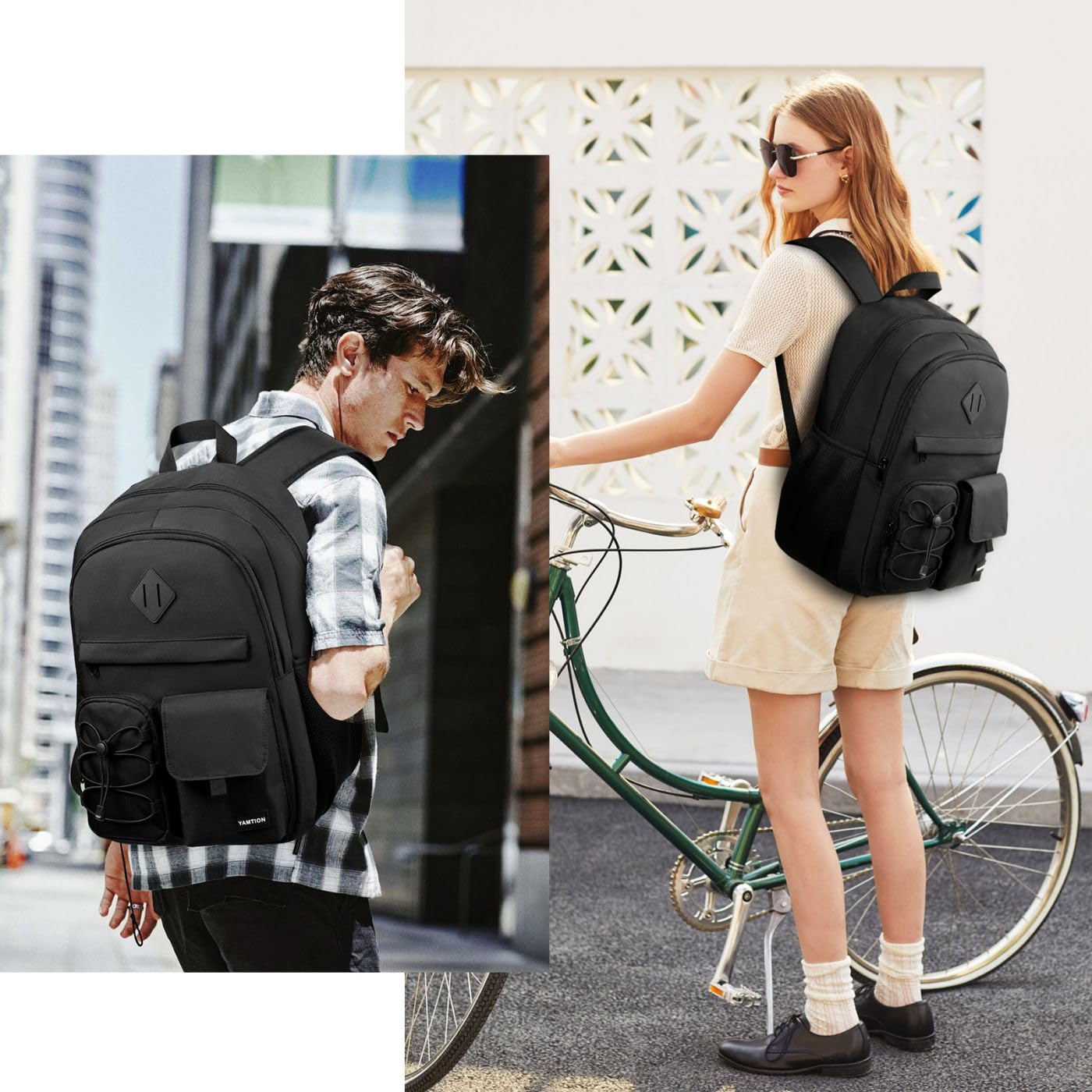 17.3 Inch Laptop Backpack for Women & Men - Durable Travel Backpack for High School, College Students & Teens - Water-Resistant School Bookbag for Daily Commute, Work & Outdoor Activities - Black