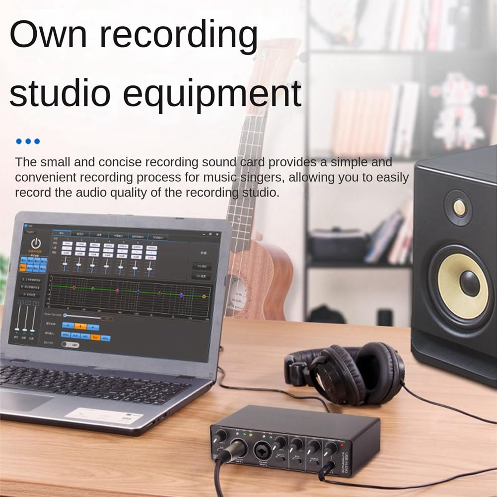 Casstad 4 Channel USB Audio Interface - Plug & Play Driver-Free Sound Card with Recording Function for Singing, Podcasting & Music Production - Perfect for Home Studio & Live Performances