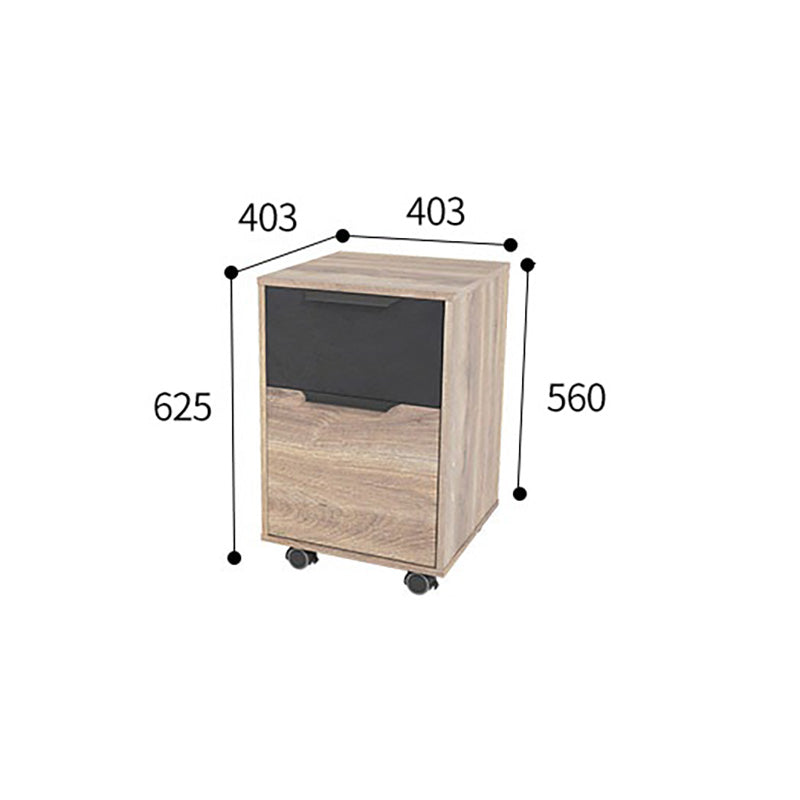Daxton 41cm Mobile Pedestal Cabinet - Warm Oak & Black Finish | Rolling Storage for Office, Classroom or Home Organization