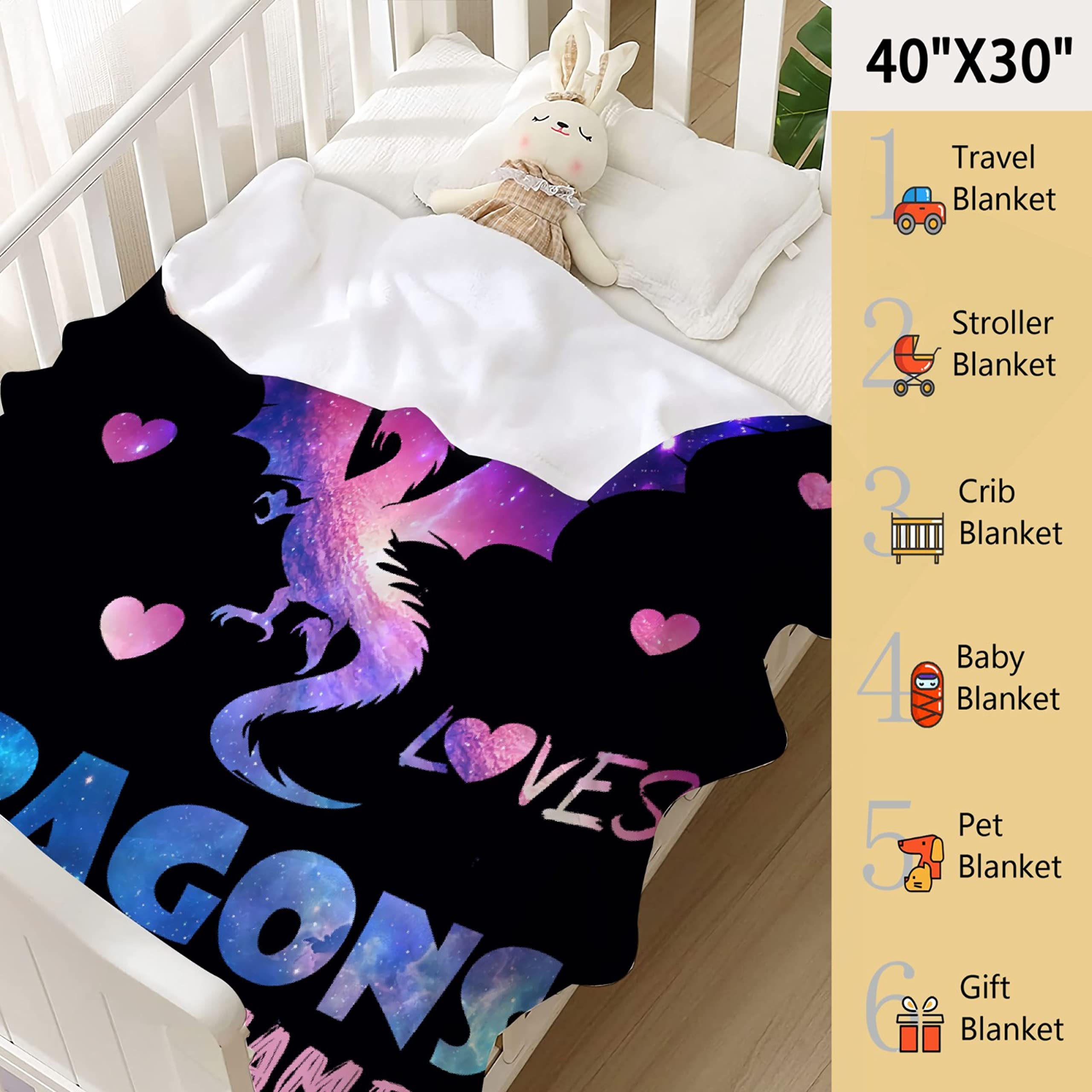 Personalized Dragon Blanket for Women & Girls - Custom Flannel Lightweight Throw Gift for Dragon Lovers - Birthday Graduation Present - 120x90 Inch All-Season Cozy Blanket for Bed, Sofa & Chair - Perfect for Home, Office & Gifting