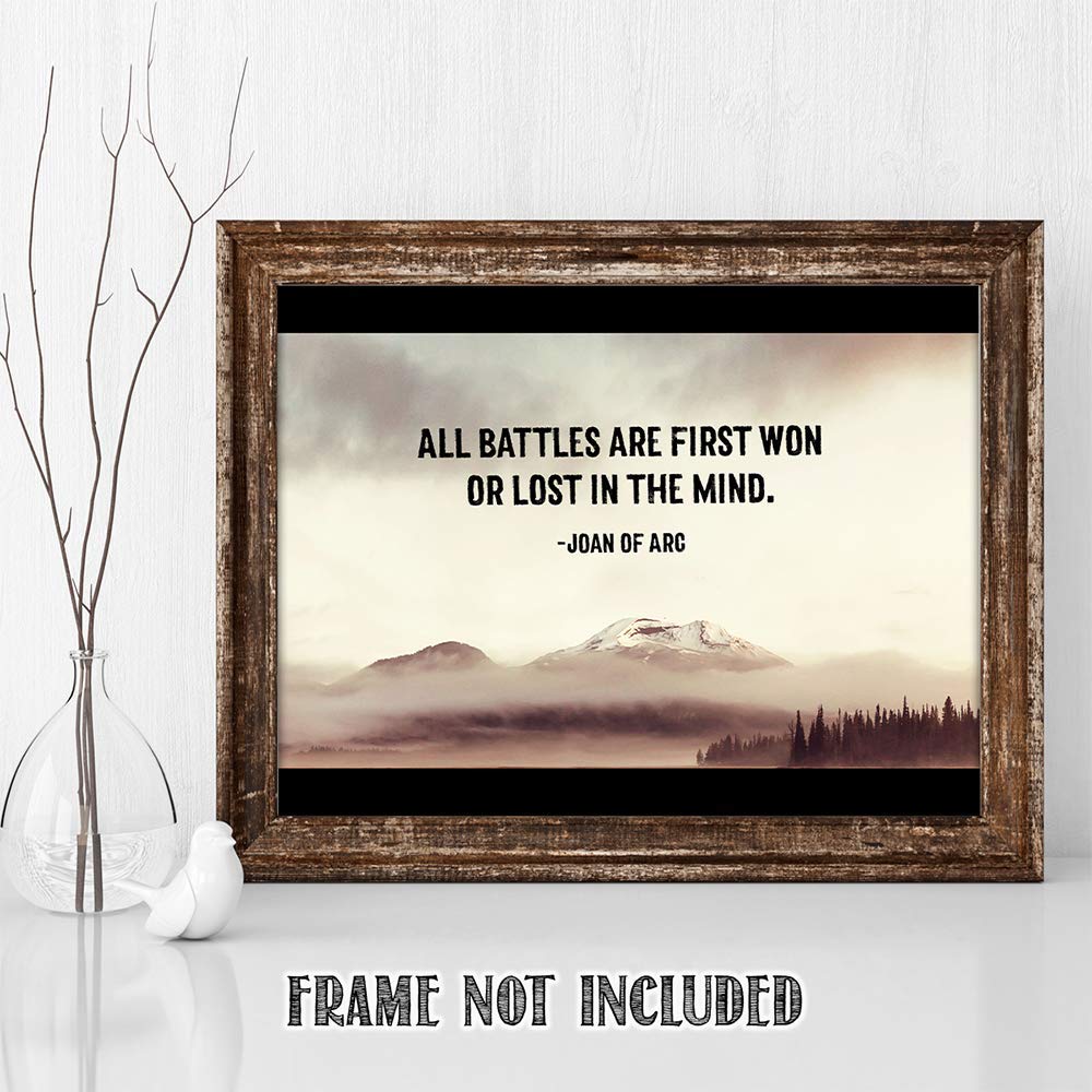 TJ Originals - Joan of Arc Christian Bible Quote Wall Art Print 11x14 Inches, Inspirational Bible Verse Decor for Home & Office, Motivational Gift for Family & Friends (Calm Lake Design) - Perfect for Living Room, Bedroom, Church & Spiritual Spaces