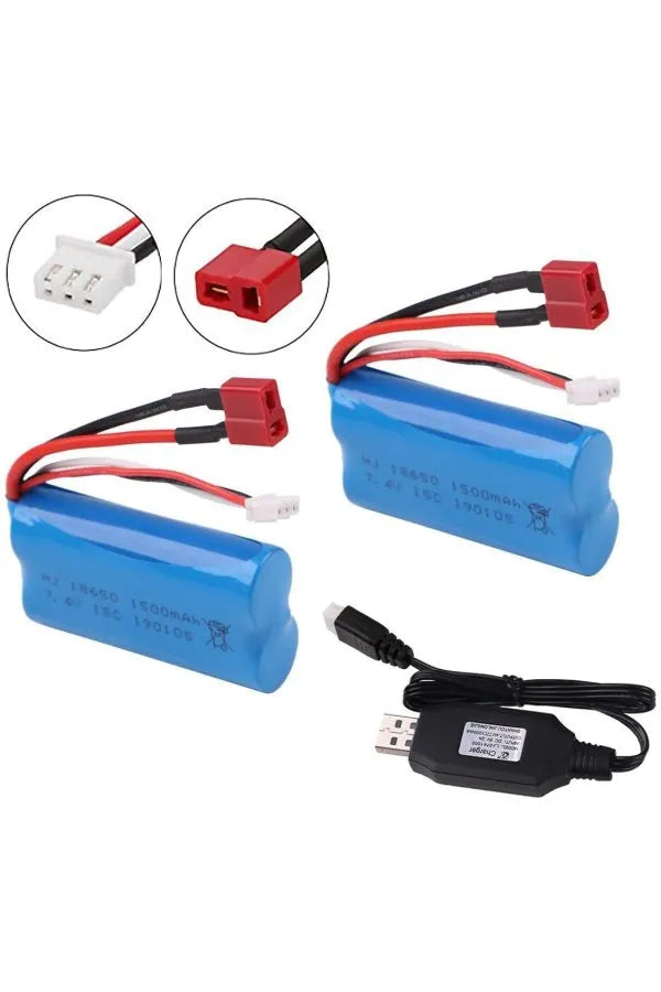 Rechargeable 2-Pack 7.4V 1500mAh LiPo Battery with 18650 Cells for WLTOYS RC Cars, Drones, and Remote Control Toys - Perfect for Hobbyists and RC Enthusiasts
