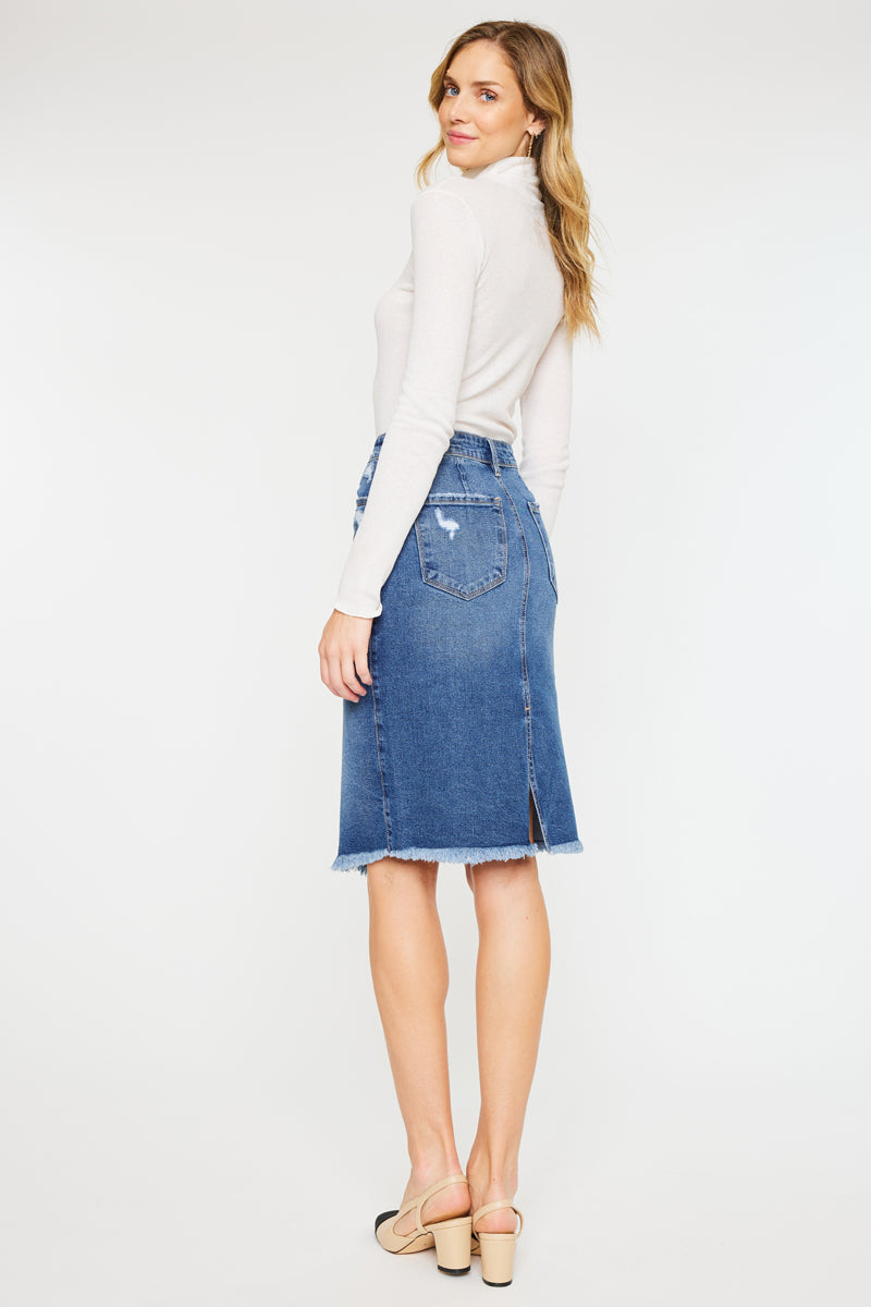 Florentine Mid Rise Asymmetrical Midi Skirt for Women - Elegant A-Line Flowy Skirt with Side Slit | Perfect for Office, Date Night & Summer Outfits