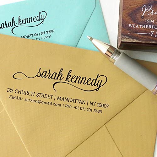 Personalized Custom Wood Mounted Rubber Stamp - Family Name Return Address Stamp for Wedding Invitations, Greeting Cards & Envelopes - Perfect for DIY Crafts, Scrapbooking & Home Office Use
