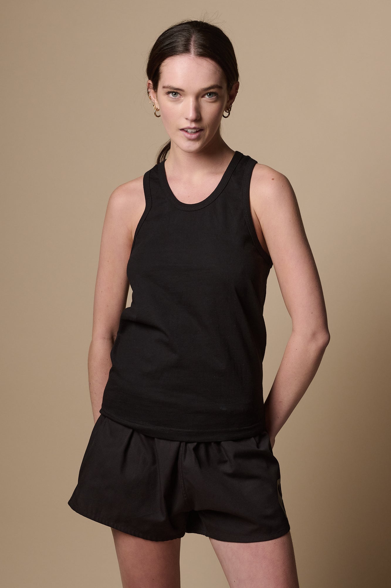 Eco-Friendly Women's Racerback Tank Top - Plastic-Free Black Workout Top for Yoga, Running & Gym