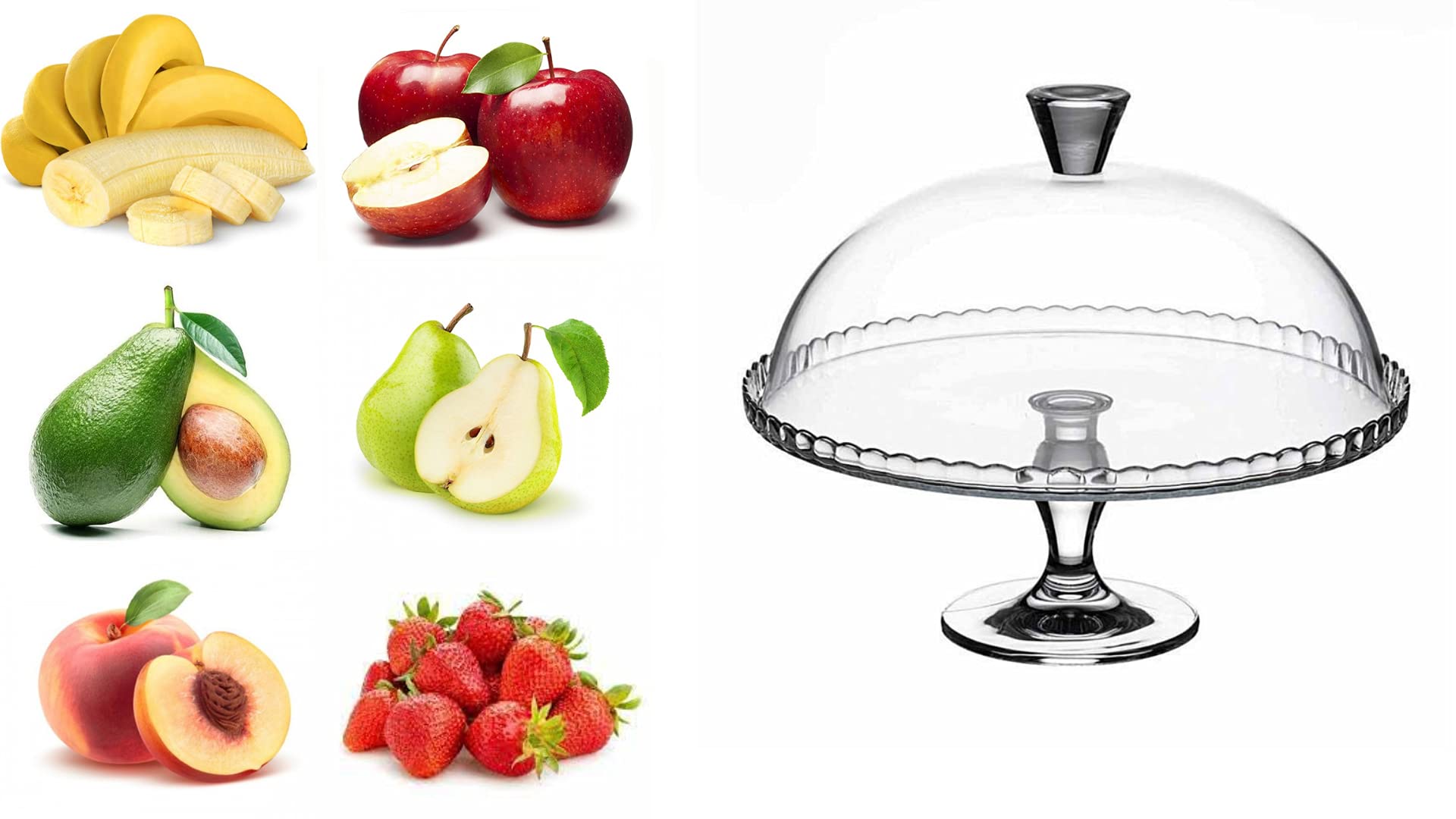 Glass Cake Plate with Dome Lid - 12 Inch Footed Dessert Stand for Cupcakes, Cookies, Pastries - Elegant Serving Platter with Stem for Parties, Weddings, Tea Time & Home Decor