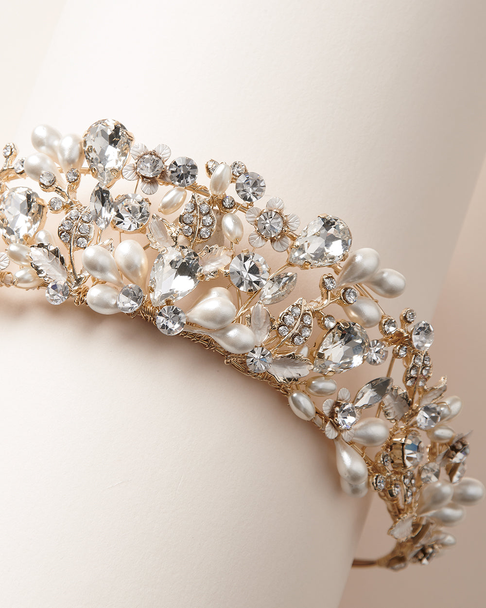 Audra Pearl & Crystal Tiara – Elegant Bridal Headpiece for Weddings, Prom, and Special Occasions