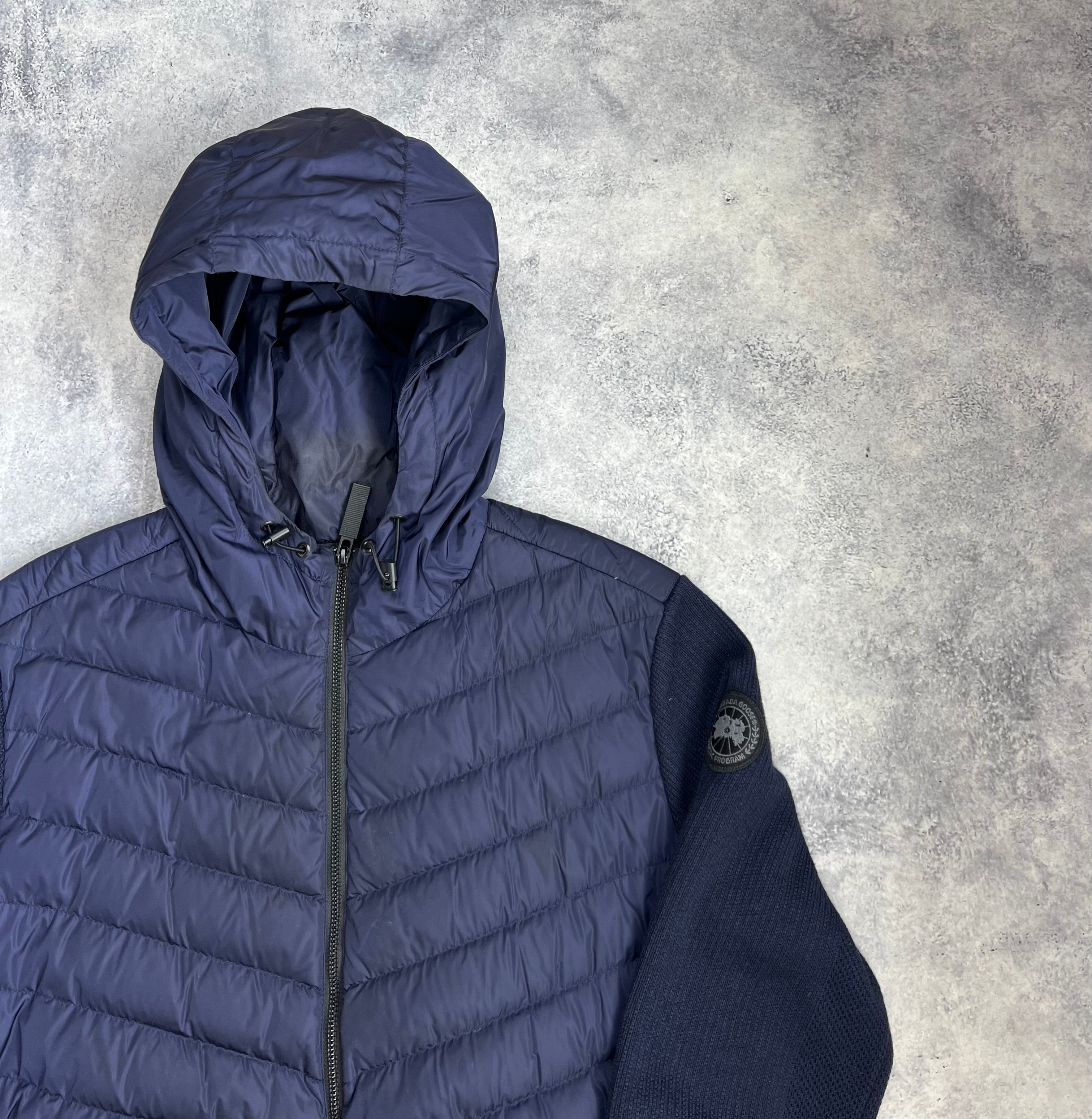 Canada Goose Navy Black Label Hybridge Knit Hooded Jacket - Lightweight Warm Winter Coat for Men & Women - Perfect for Outdoor Activities & Urban Style