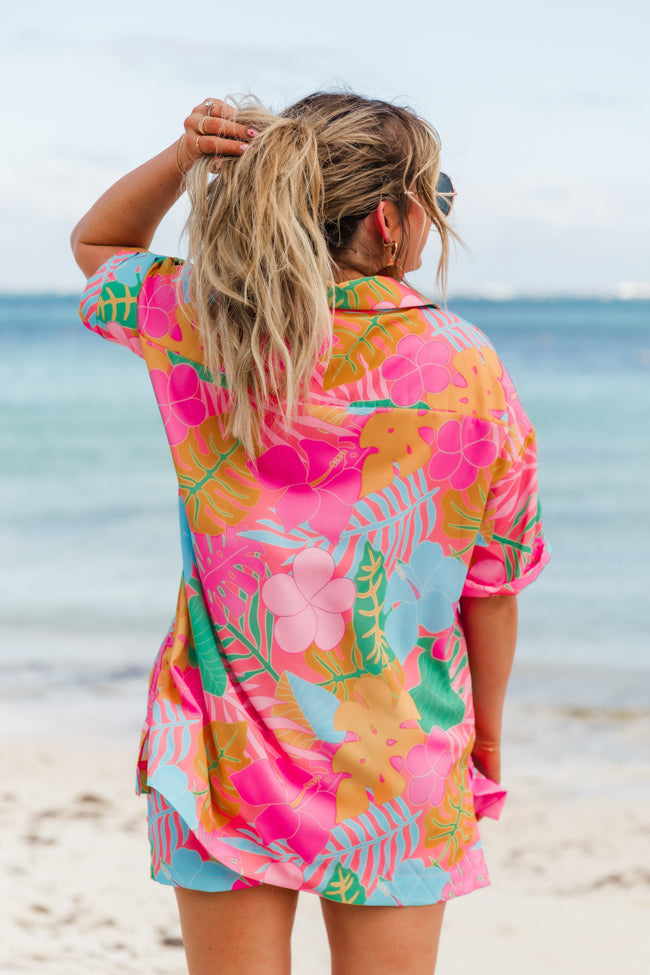 Kabana Krew Bold Tropical Print Button Up Shirt for Men - Hawaiian Aloha Shirt with Short Sleeves - Perfect for Beach Vacation, Summer Party & Casual Wear