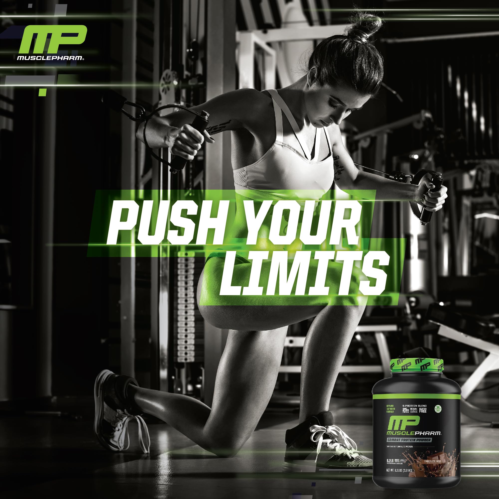 MusclePharm Combat Protein Powder - Chocolate Milk Flavor, 6.2lb (77 Servings) | Whey Protein Isolate & Egg Albumin Blend | Gluten Free Muscle Recovery Supplement for Post-Workout & Fitness Nutrition | Ideal for Bodybuilding, Weight Training & Active Lifestyle