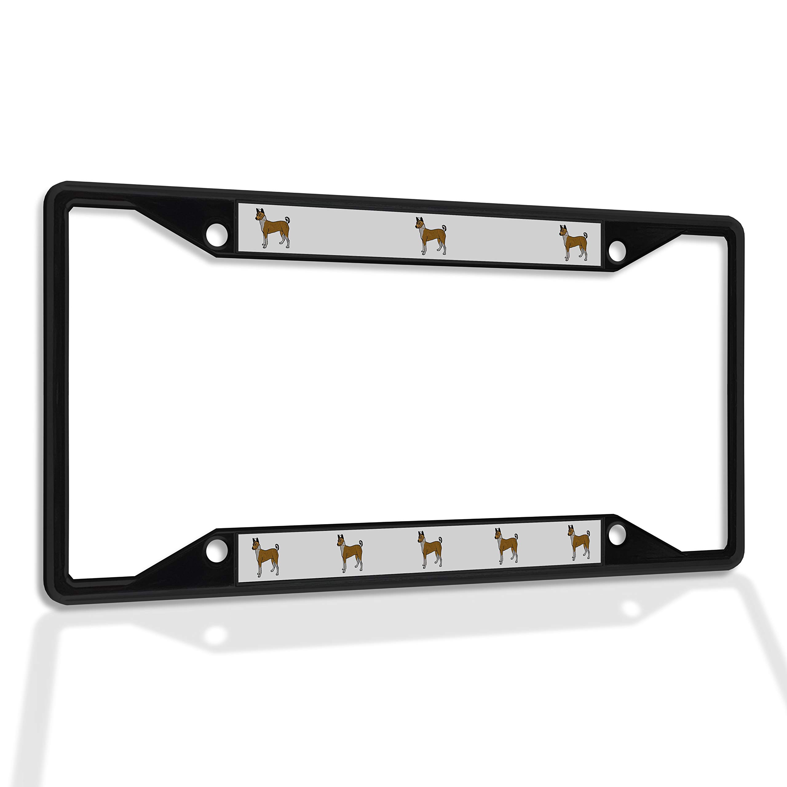 Premium Metal Insert License Plate Frame - Durable & Weatherproof Car Accessories (Black, 4 Holes) - Perfect for Basenji & All Vehicle Models - Ideal for Car Enthusiasts & Everyday Protection
