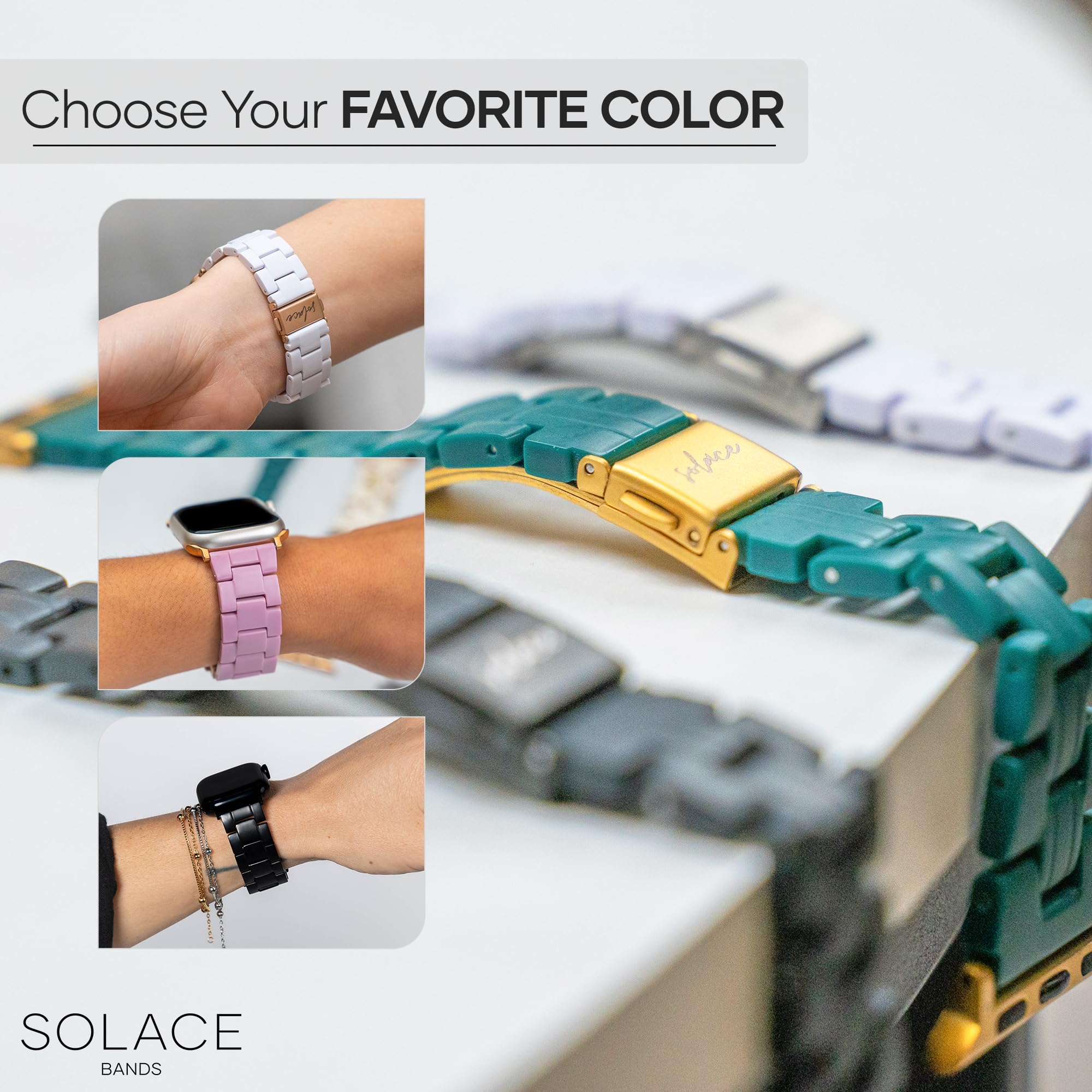 Solace Bands Lightweight Perma Watch Band - Universal Fit for Apple Watch 38mm 40mm 41mm 42mm 44mm 45mm 49mm (Series 10/9/8/7/6/5/4/3/2/1, SE & Ultra) - Durable & Comfortable Replacement Strap for Men & Women - Perfect for Workouts, Running & Everyday Wear (Matte Solid)
