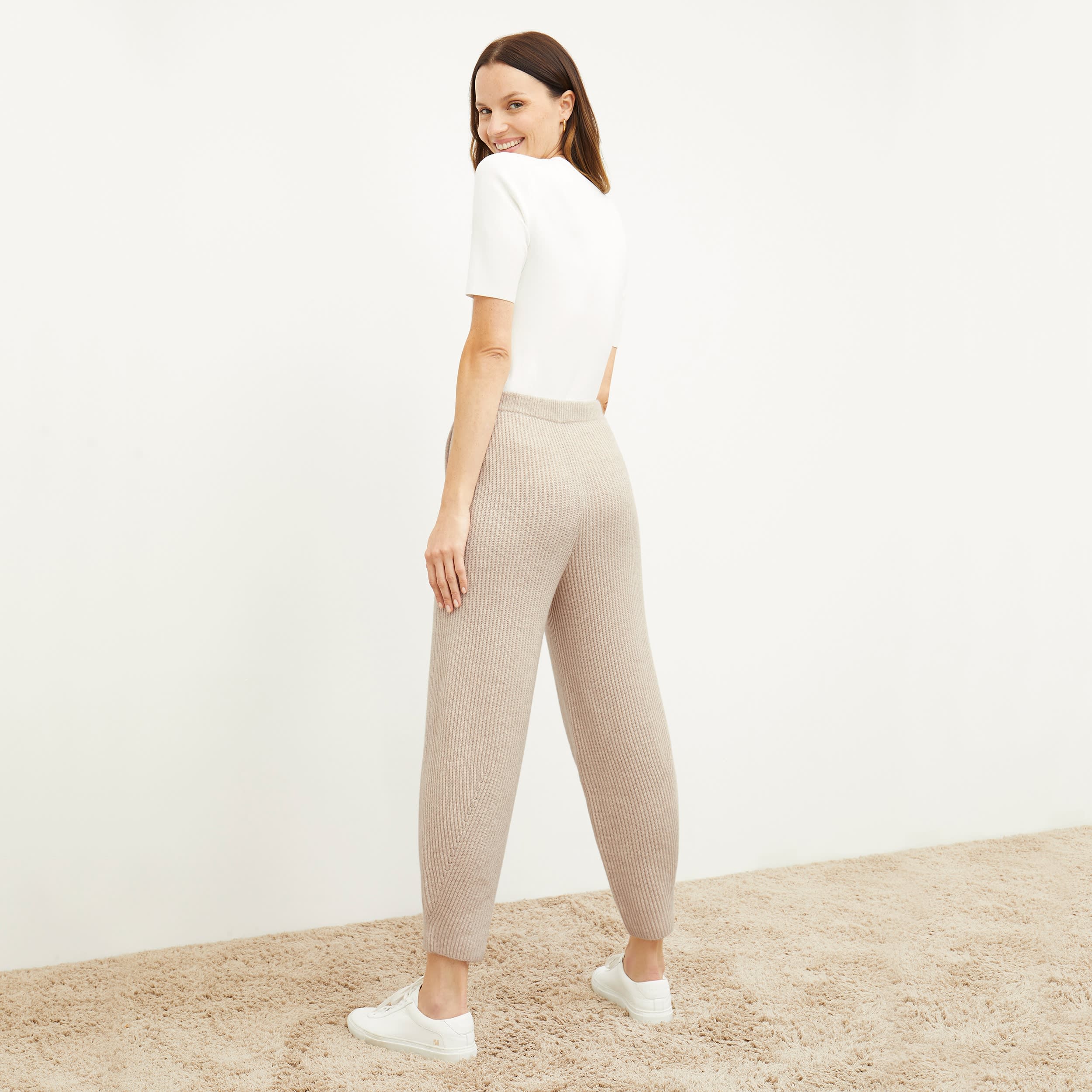 Addison Jogger Pants - Soft Cashmere Wool Blend in Oatmeal Melange Color | Comfortable Lounge Pants for Women | Perfect for Home, Yoga & Casual Wear