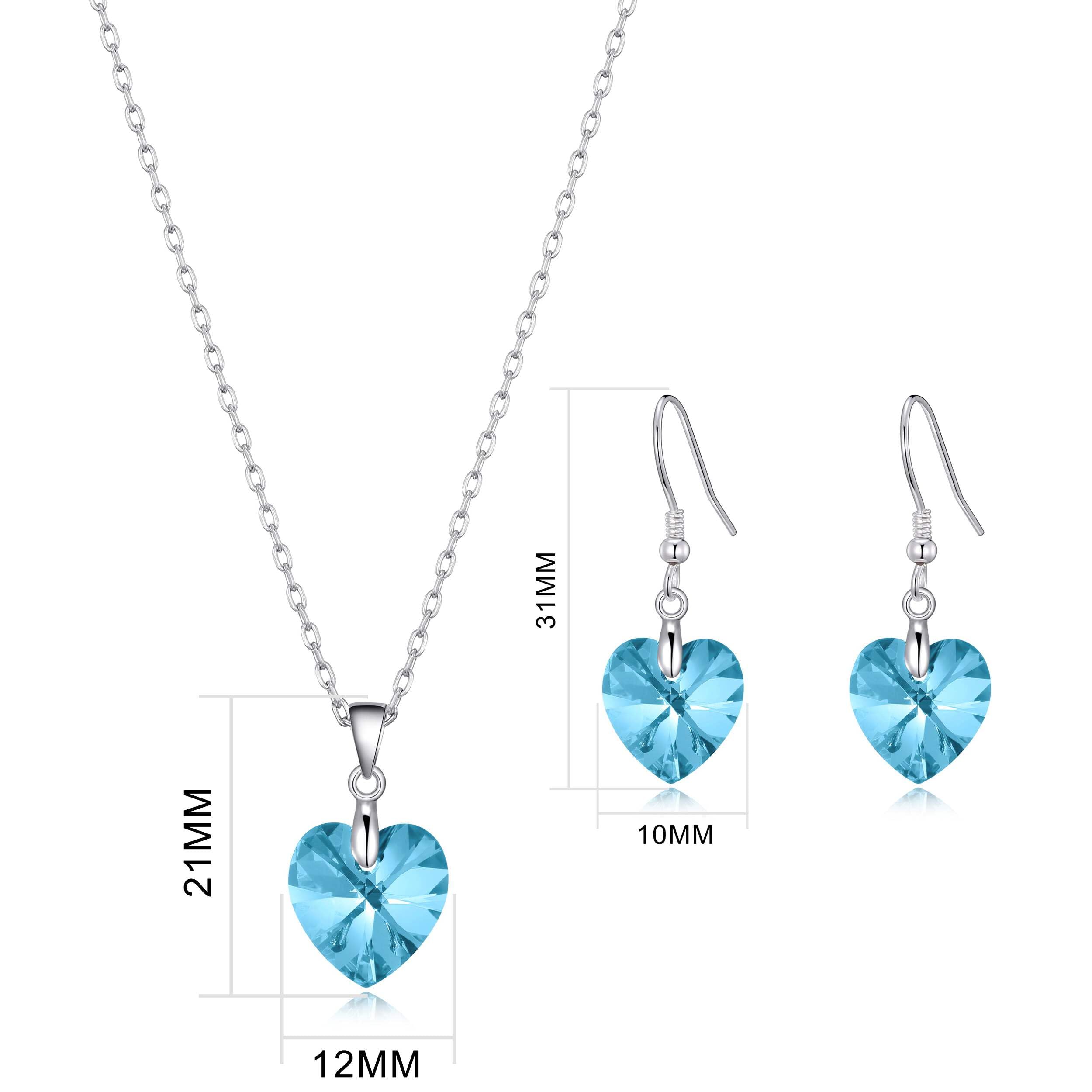 Sterling Silver Aquamarine Heart Set with Zircondia® - Elegant Jewelry Gift for Her