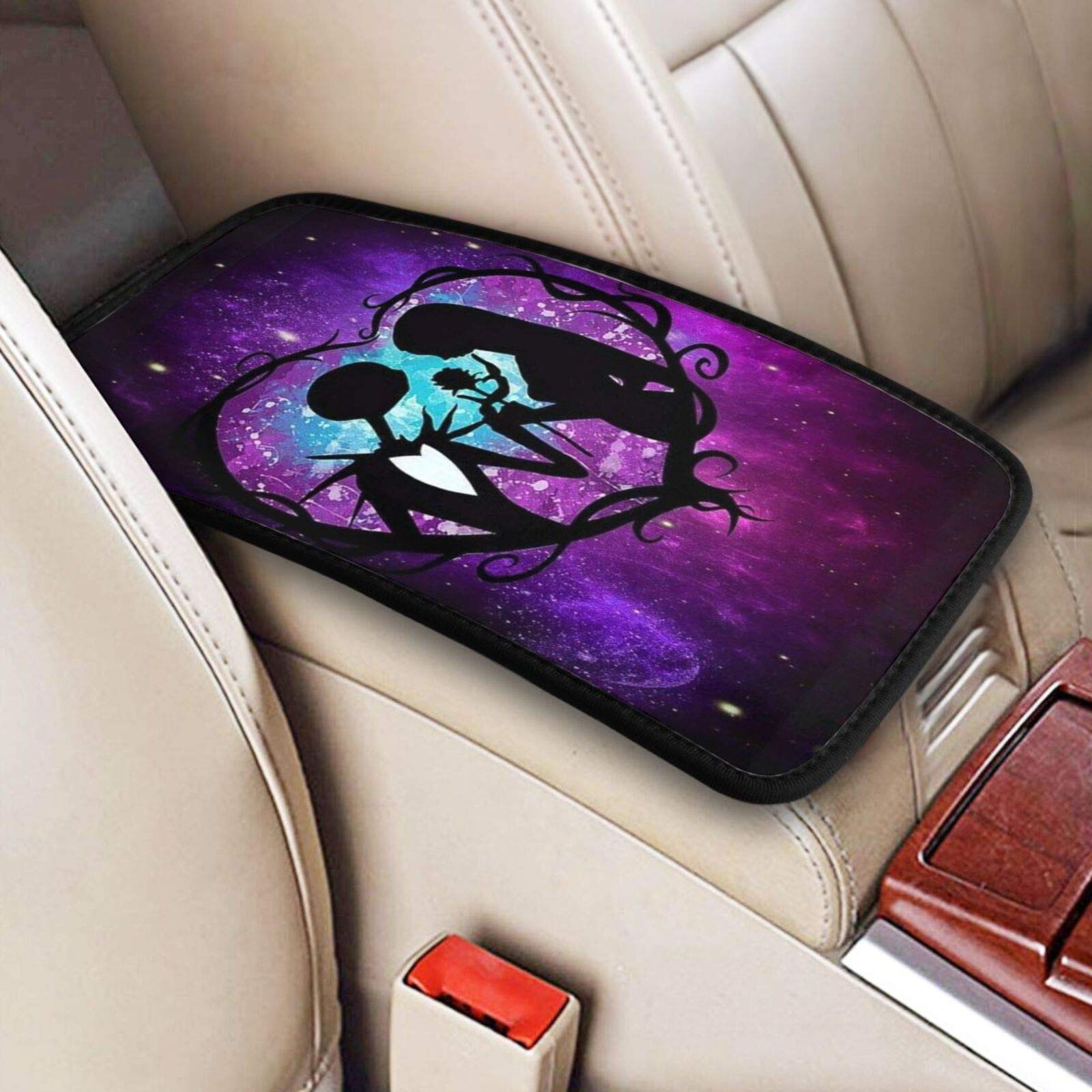 Universal Auto Center Console Pad - The Nightmare Before Christmas Car Armrest Cushion Cover Protector for Most Vehicles, SUVs & Trucks | Comfortable Accessory for Long Drives & Road Trips