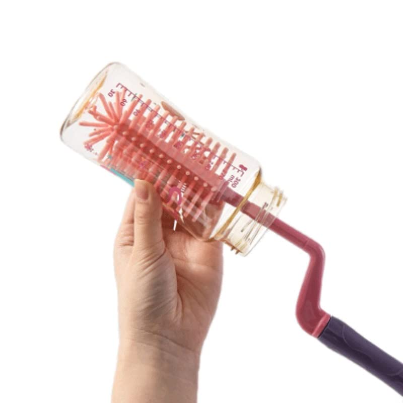 4-Piece Baby Bottle Cleaning Brush Set - Pacifier Brush, Rotary Bottle Brush & Heat-Resistant Tongs for Safe Sterilization | Perfect for Newborn Feeding Essentials & Dishwasher Safe