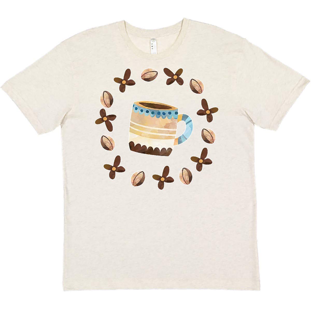 Inktastic Coffee Beans Flower Circle Coffee Cup Graphic T-Shirt - Perfect for Coffee Lovers, Baristas & Casual Wear