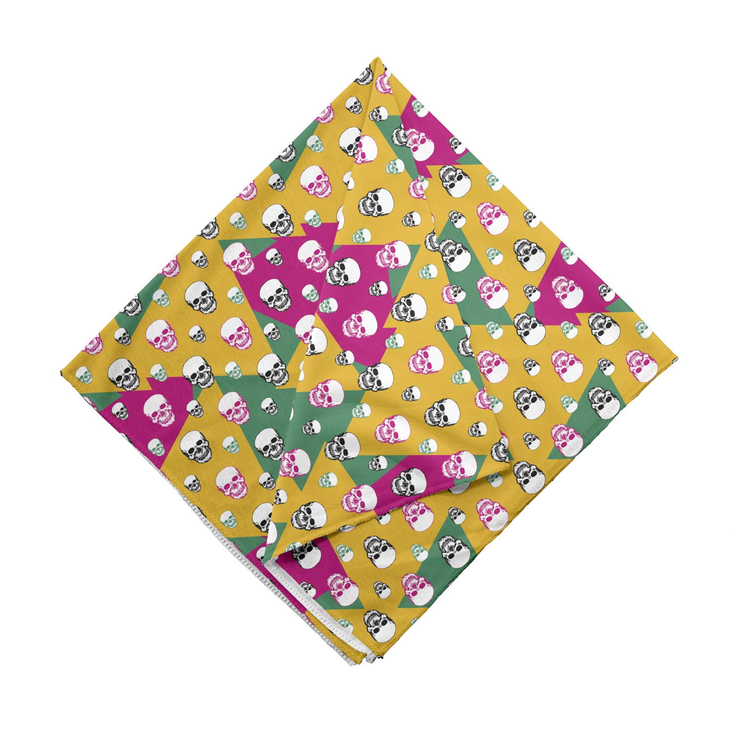 Ambesonne Geometric Bandana - Triangle Head Bones Design, Unisex Head & Neck Scarf for Men & Women | Perfect for Outdoor Activities, Music Festivals & Fashion Accessories