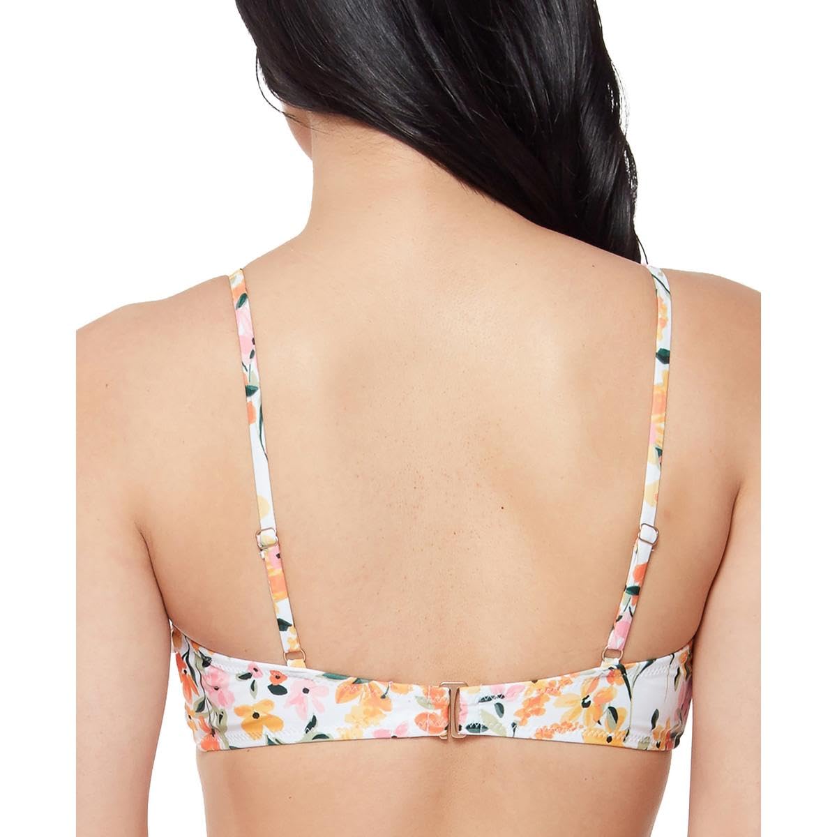 Jessica Simpson Women's Floral Print Ruched Bikini Swim Top - Sexy Push Up Bathing Suit for Beach, Pool & Summer Vacations