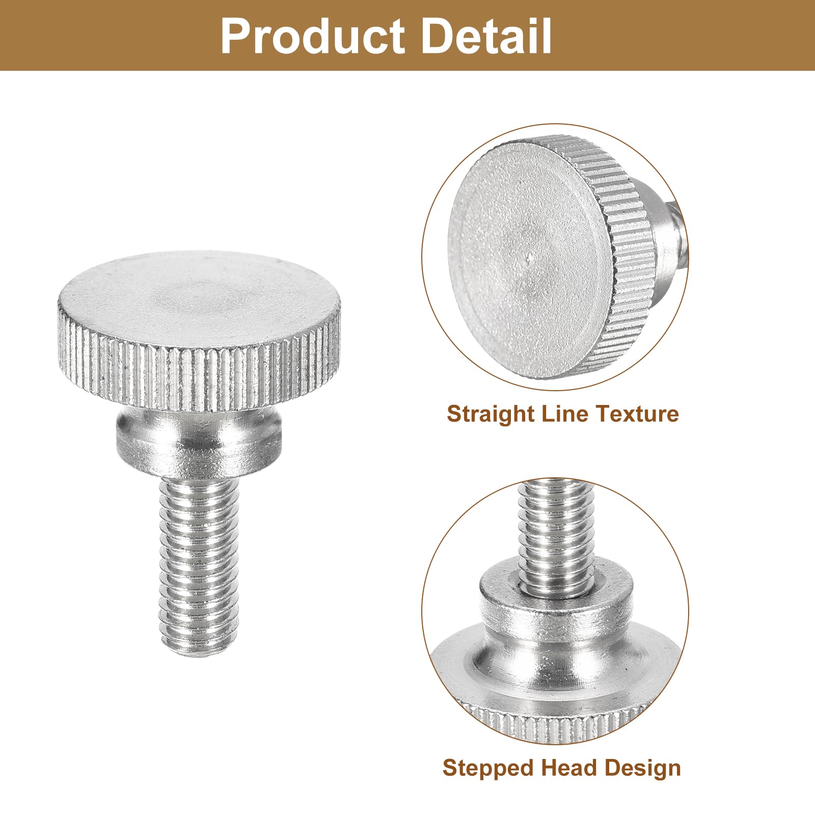 304 Stainless Steel M6x16mm Knurled Thumb Screws 5pcs - for DIY & Electronics Assembly
