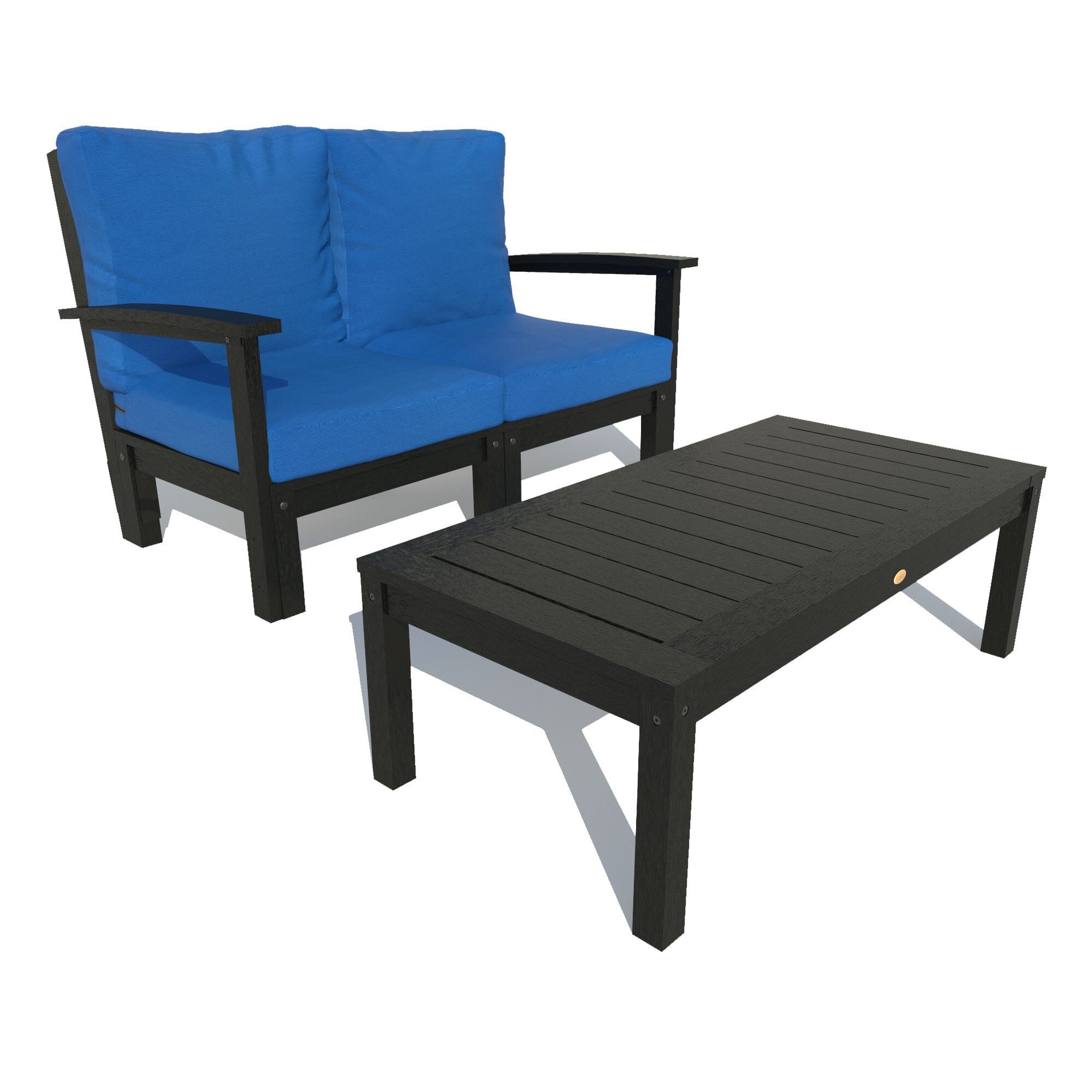 Custom Deep Seating Loveseat with Matching Conversation Table - Outdoor Patio Furniture Set for Garden, Poolside & Backyard Relaxation