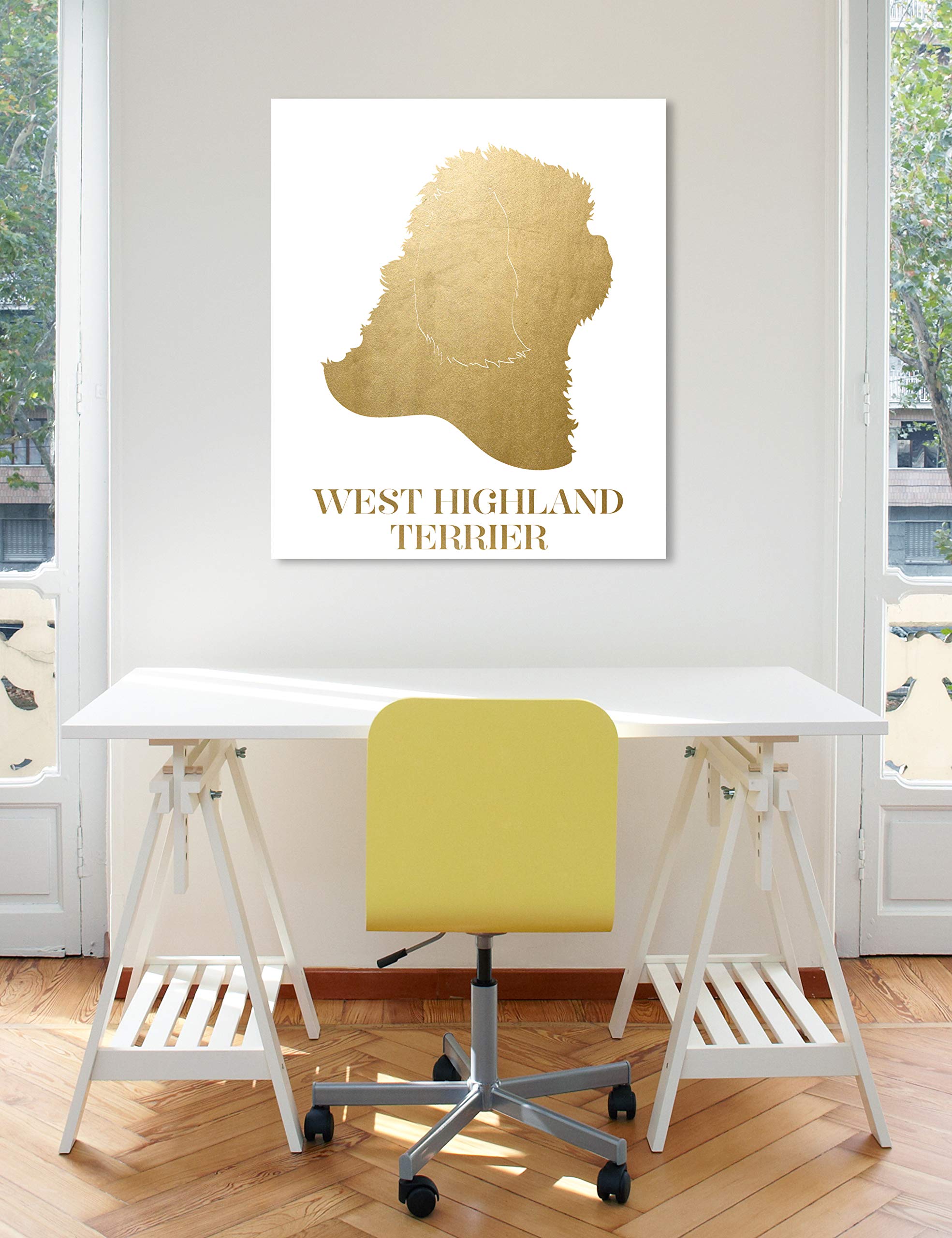 Oliver Gal Artist Co. WEST Highland Terrier Canvas Wall Art Print - 30x36 Inch Gold & White Animal Home Decor - Perfect for Living Room, Bedroom or Office Decorations